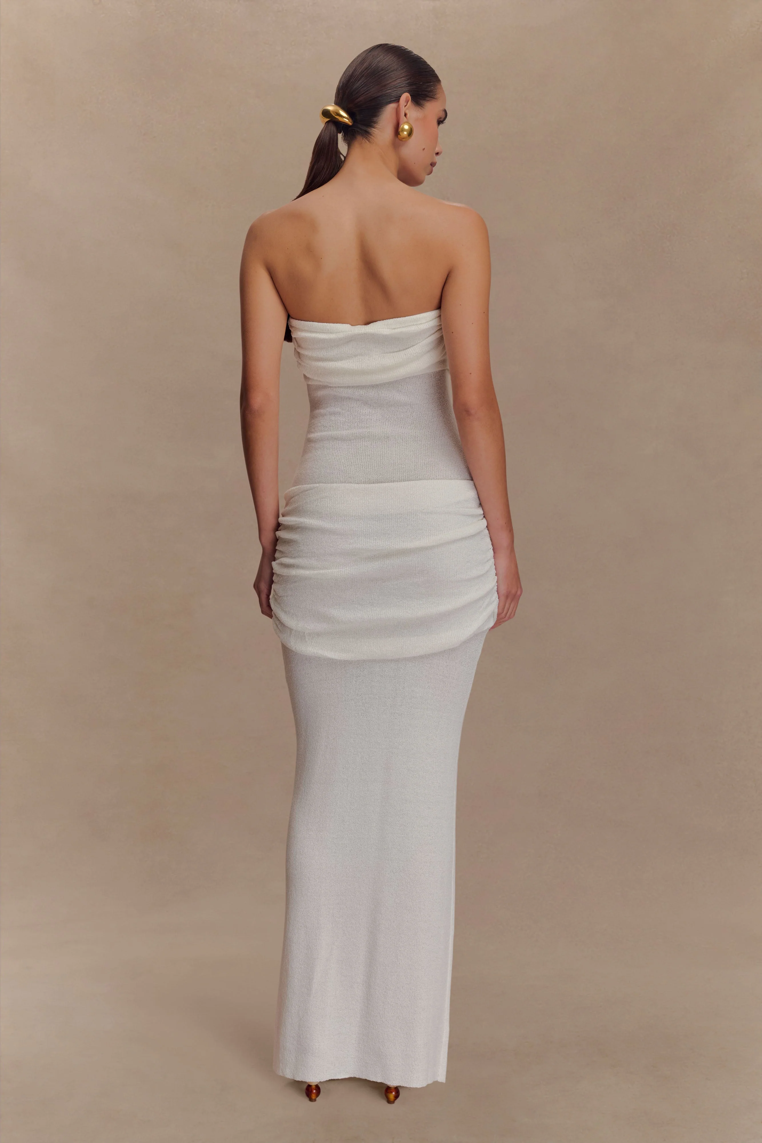 Elora Strapless Knit Maxi Dress - Ivory - Image 3