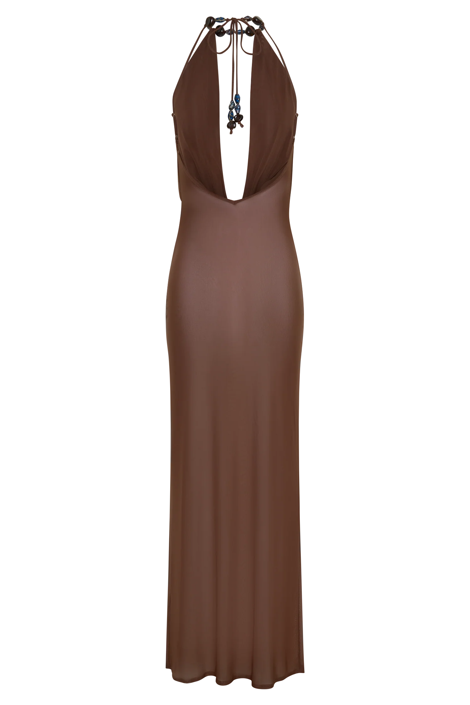 Ethal Mesh Cowl Neck Beaded Maxi Dress - Chocolate - Image 8