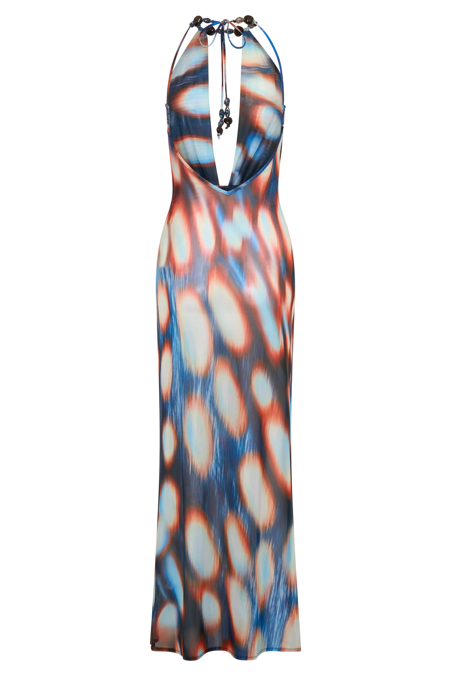 Ethel Mesh Cowl Plunge Maxi - Blue Abstract Print - Image 8