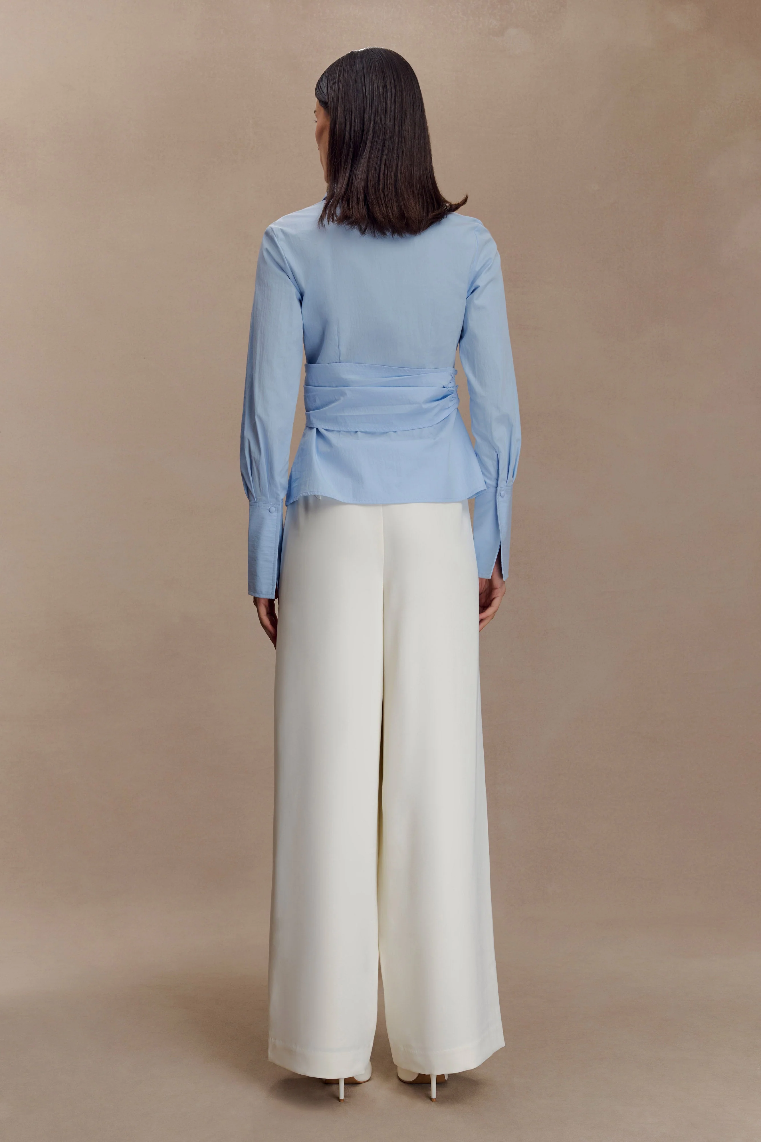 Eugenia Wrap Cotton Shirt - Blue - Image 5