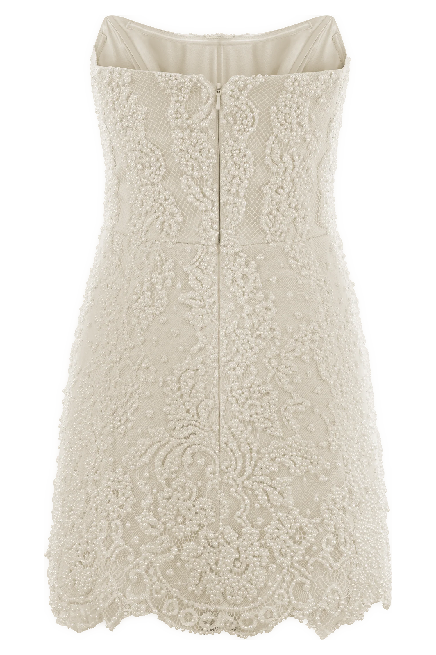 Eva Hand Beaded Pearl & Lace Mini Dress - White - Image 8