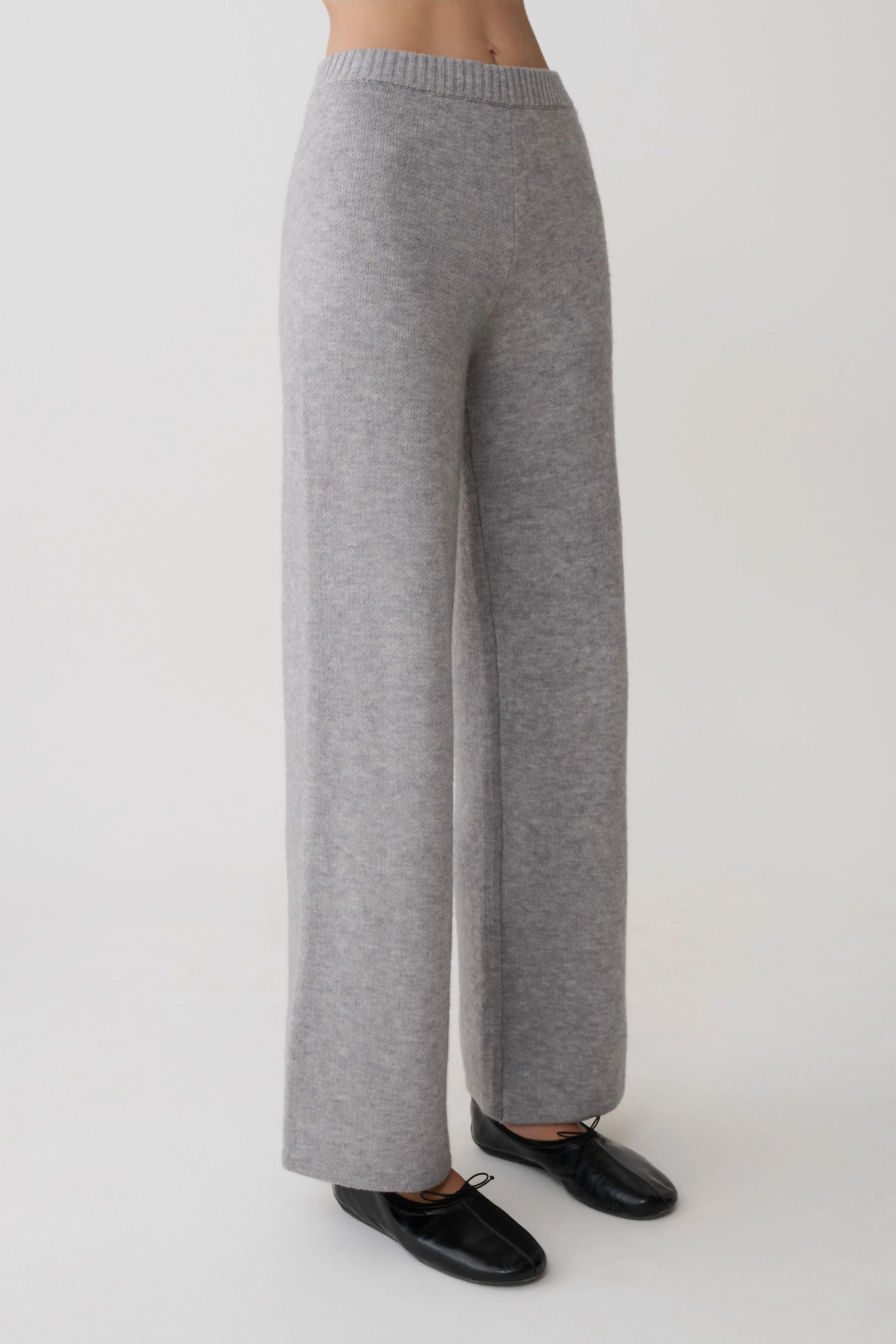 Evan Knit Wide Leg Pants - Grey Marle - Image 5