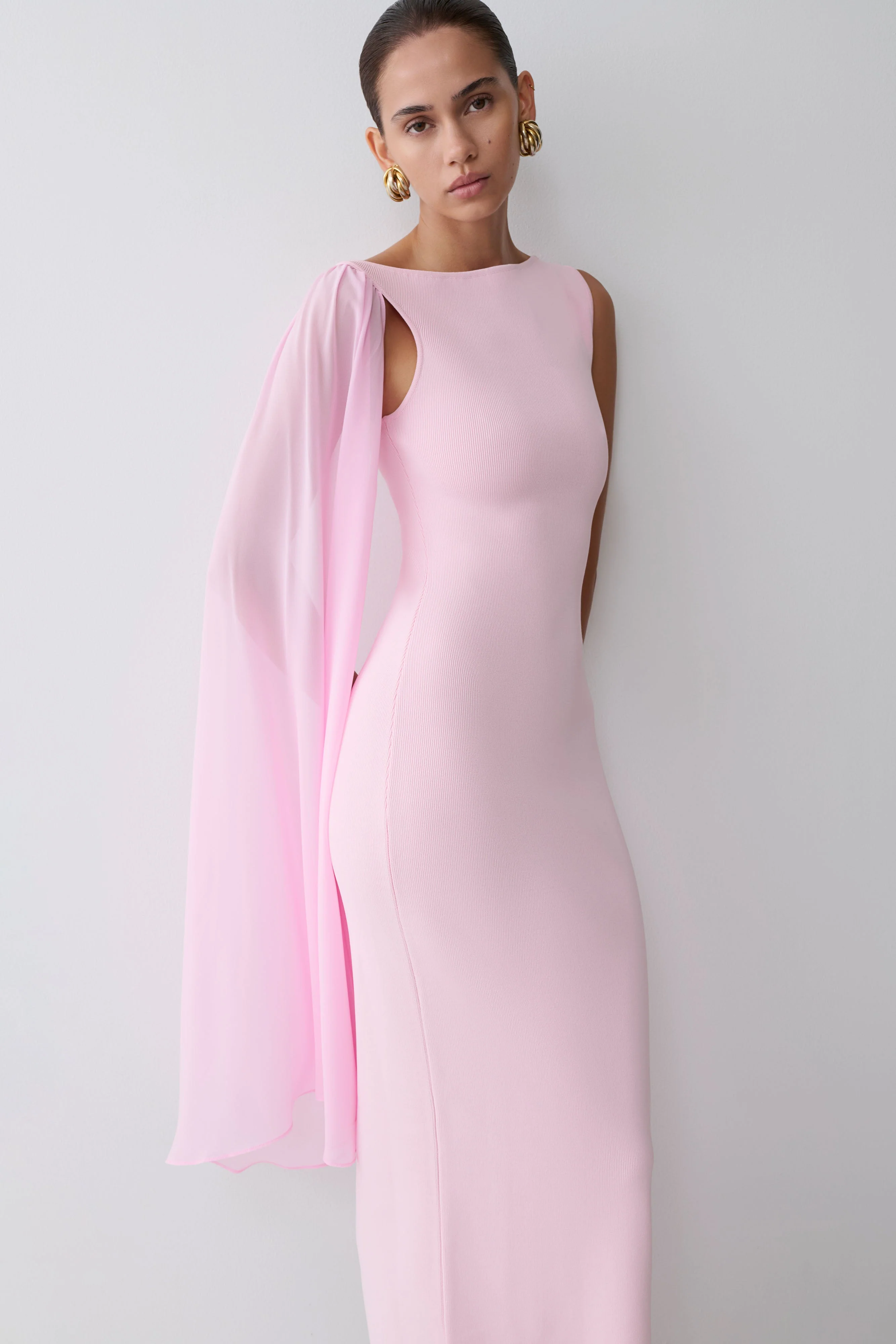 Farid Bandage Maxi Dress With Chiffon - Baby Pink - Image 2