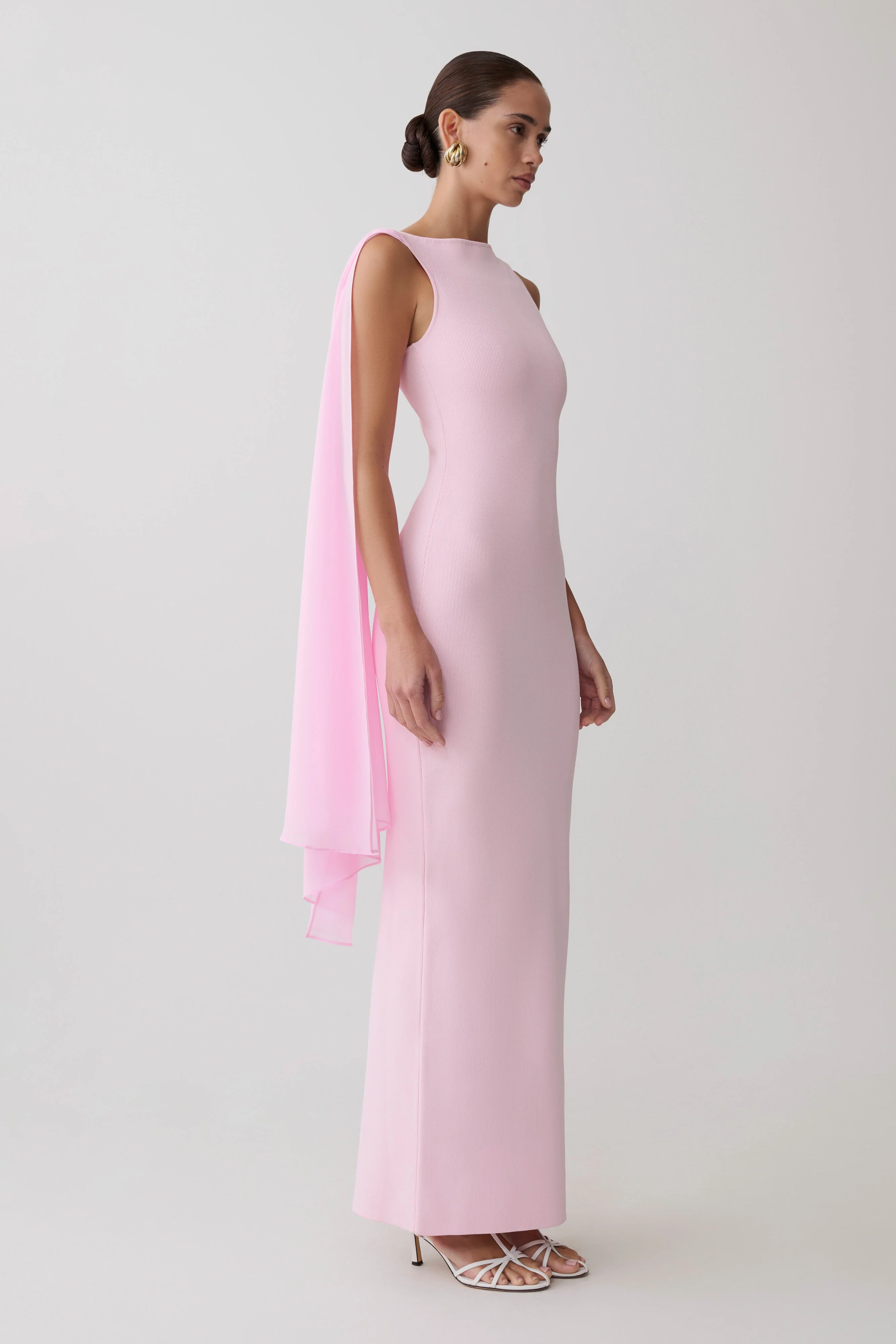 Farid Bandage Maxi Dress With Chiffon - Baby Pink - Image 4