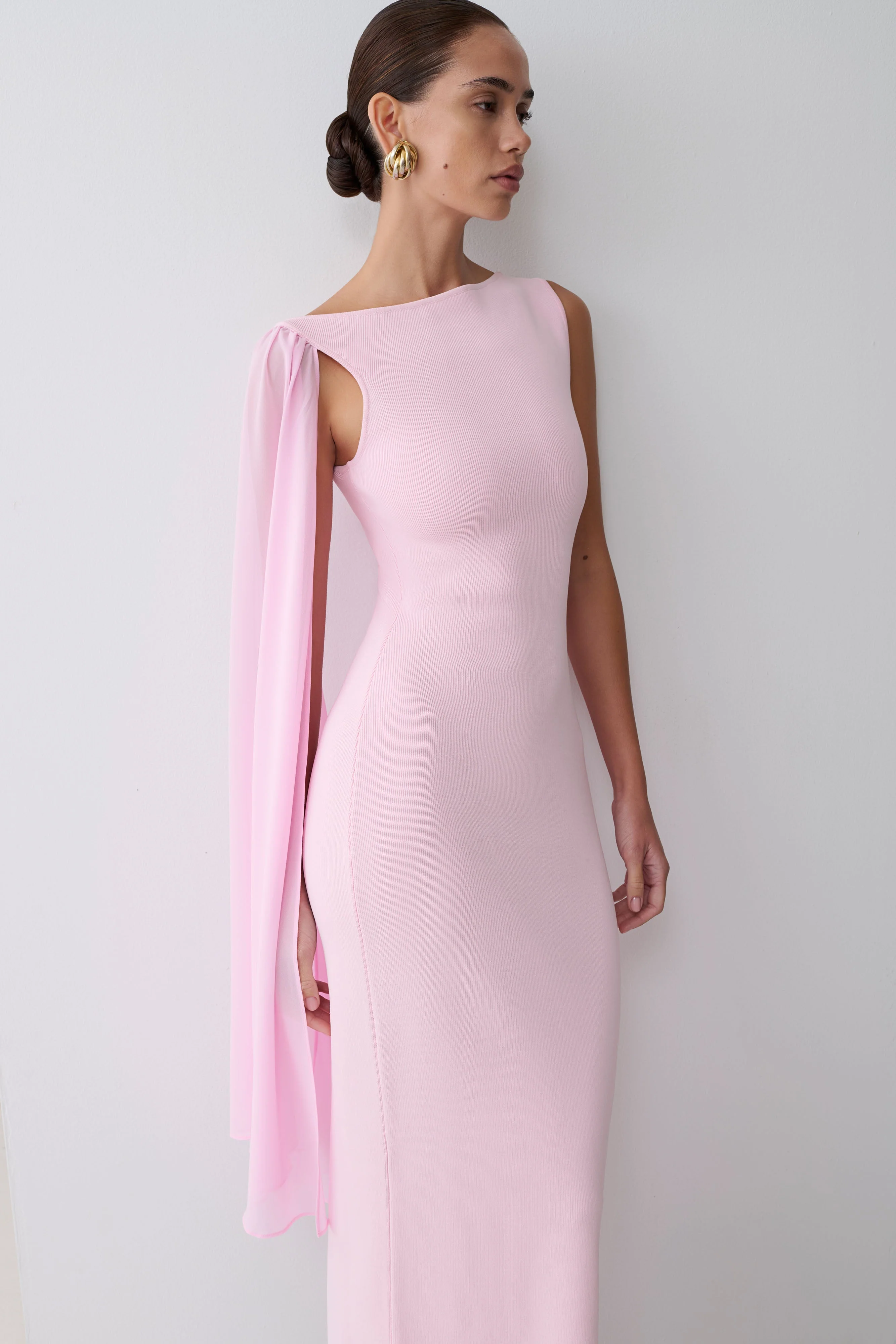 Farid Bandage Maxi Dress With Chiffon - Baby Pink - Image 5