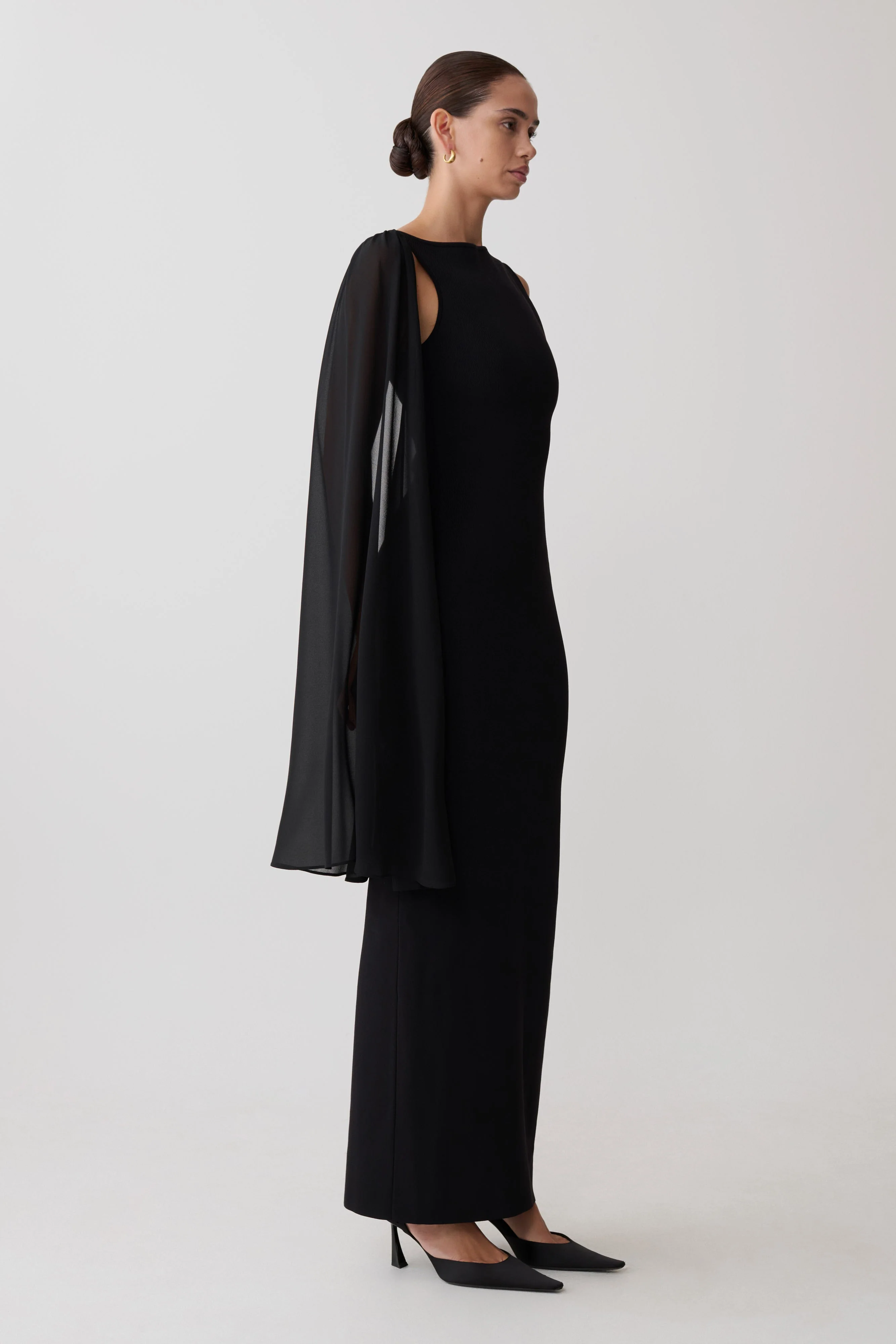 Farid Bandage Maxi Dress With Chiffon - Black - Image 2