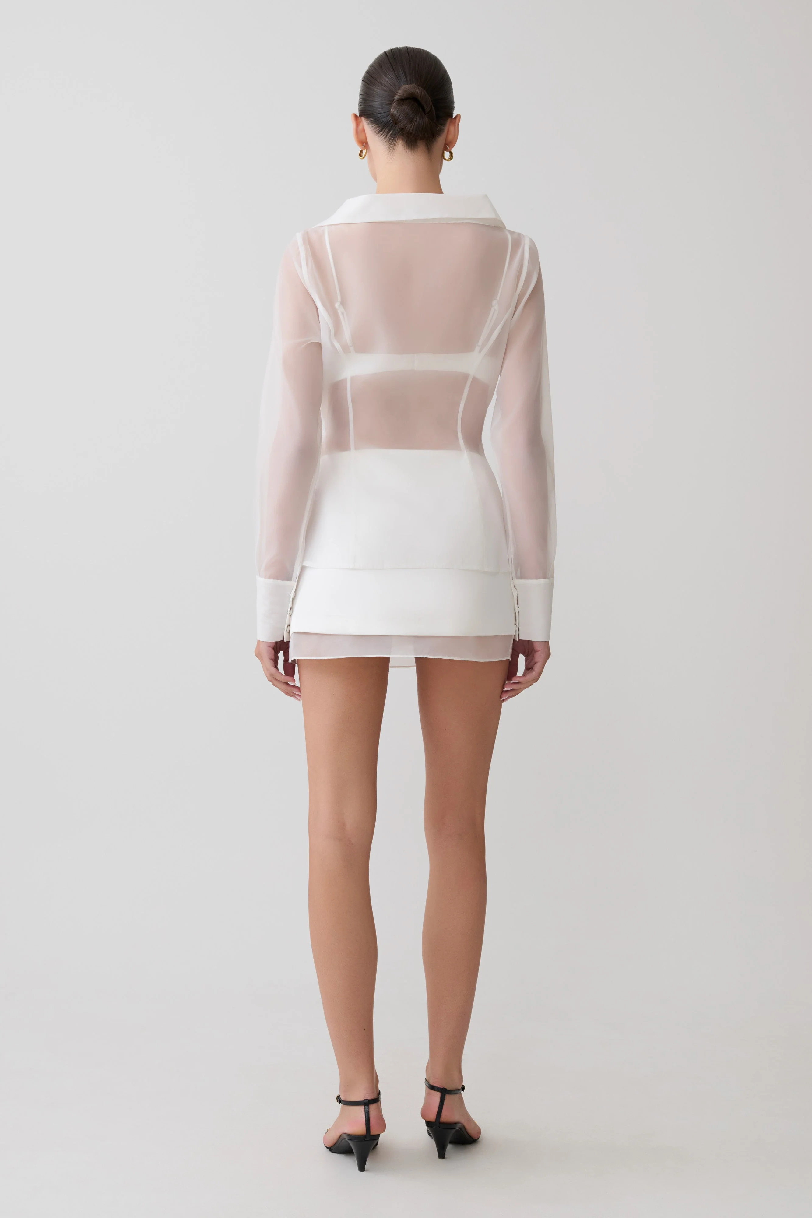 Frankie Satin Mini Skirt - White - Image 5