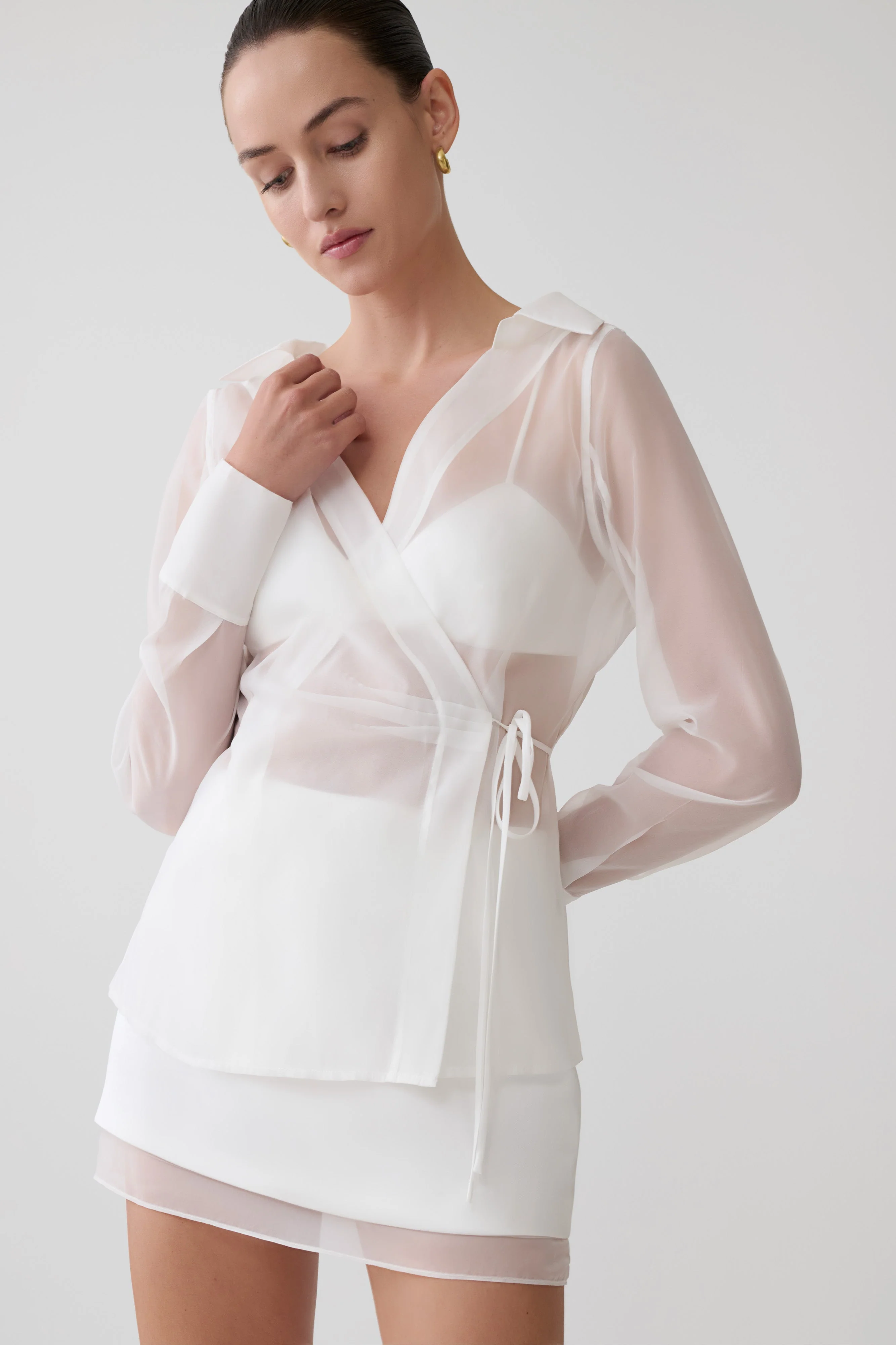 Frankie Satin Mini Skirt - White - Image 9