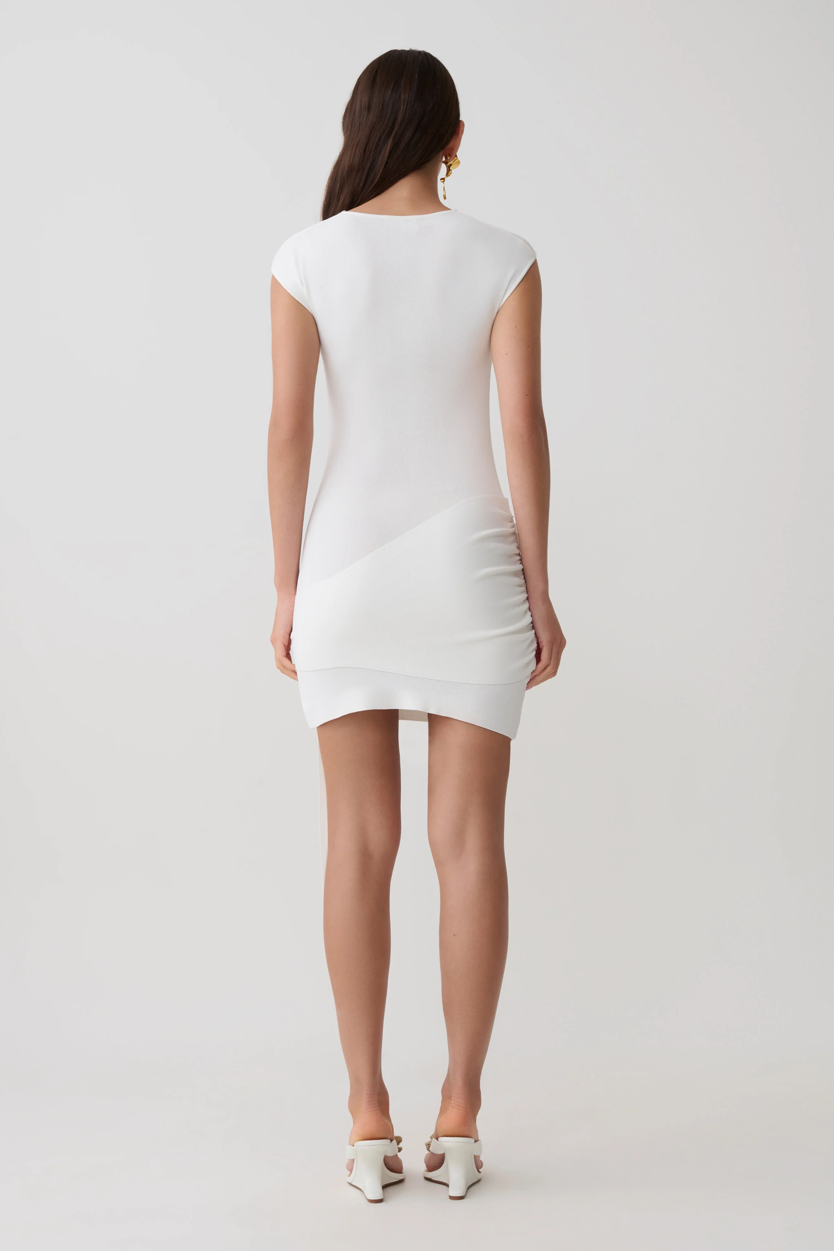 Freida Knit Mini Dress With Sash - Ivory - Image 2
