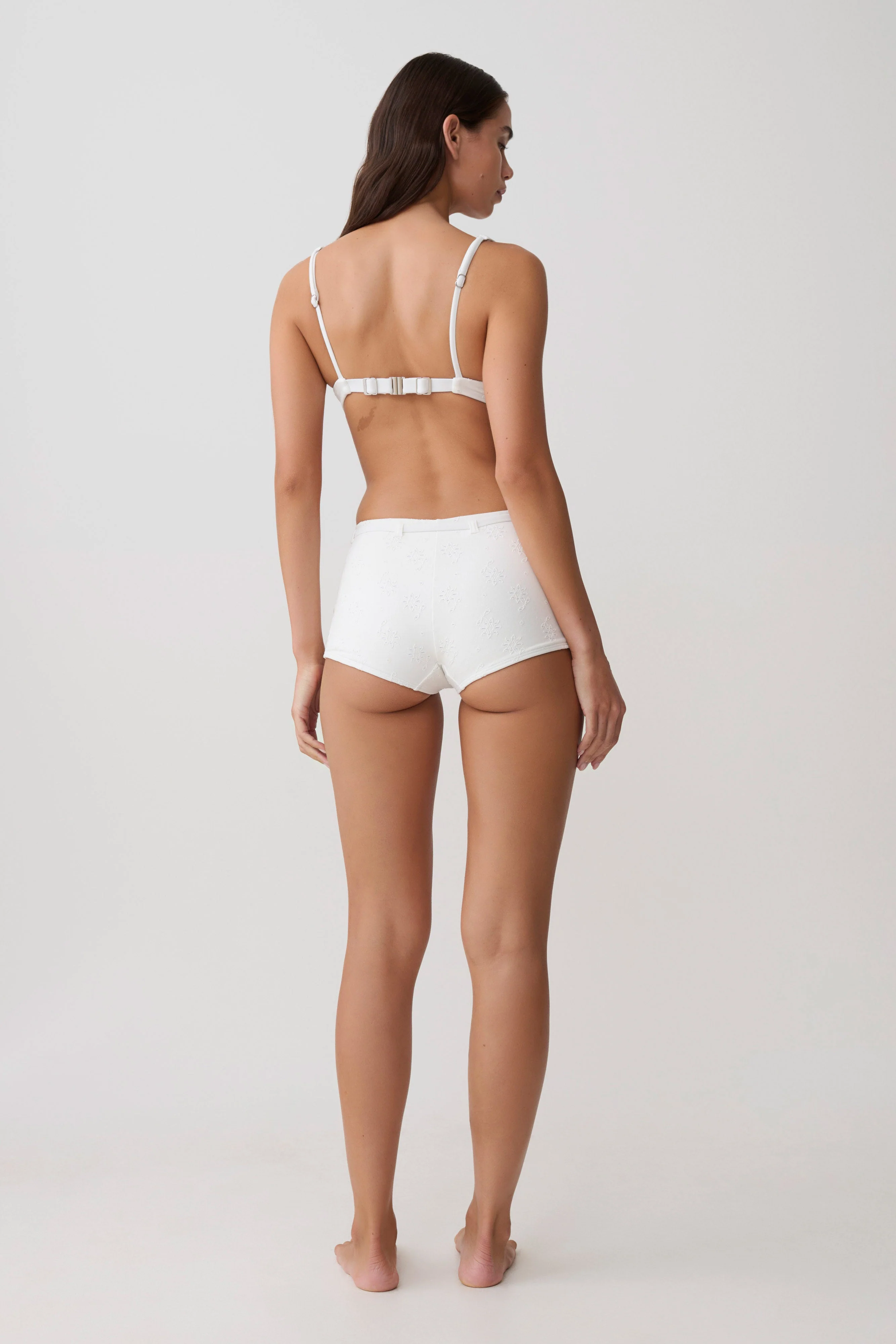 Frost Mini Bikini Shorts - White Textured Fabric - Image 3