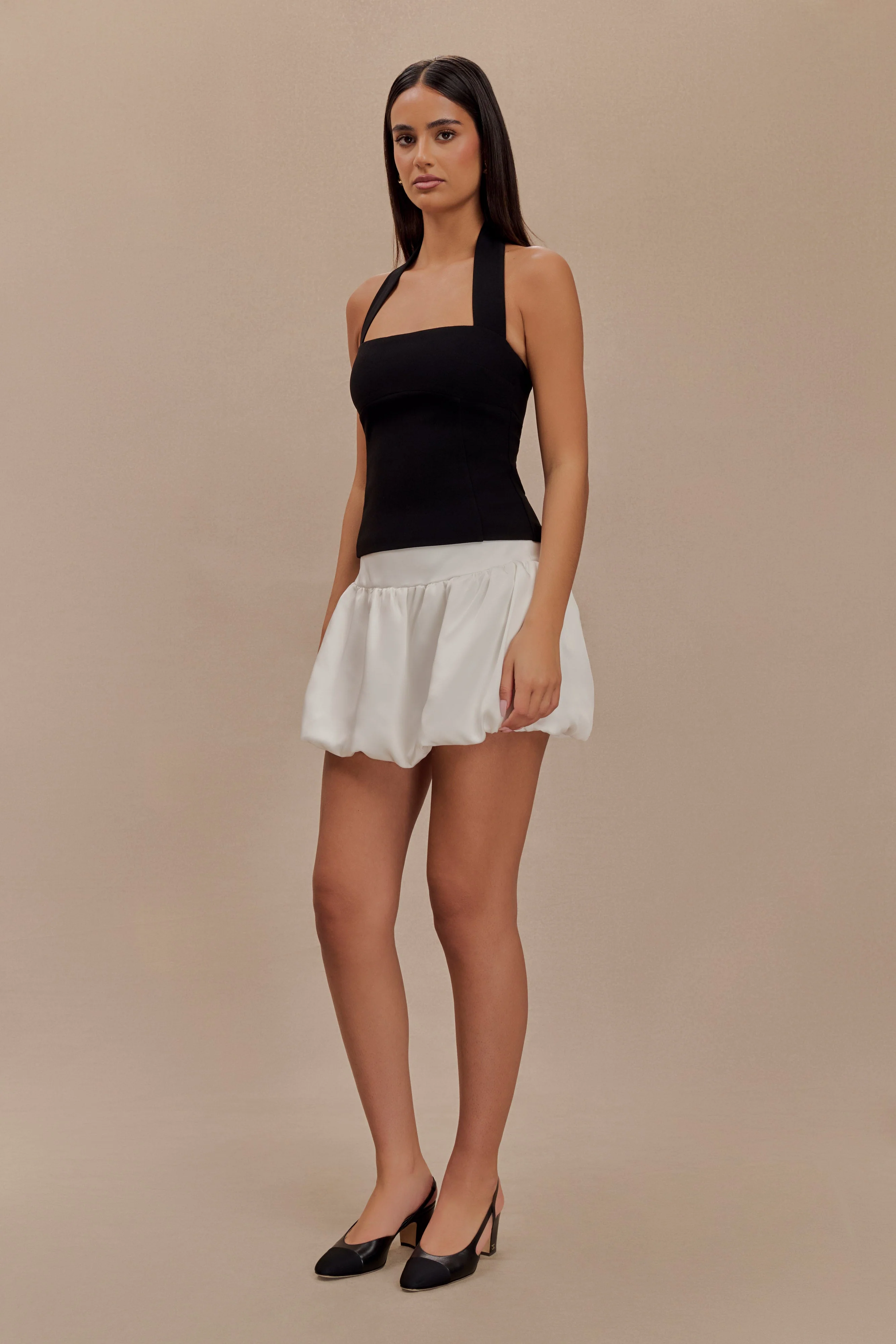 Genia Satin Bubble Mini Skirt - White - Image 4