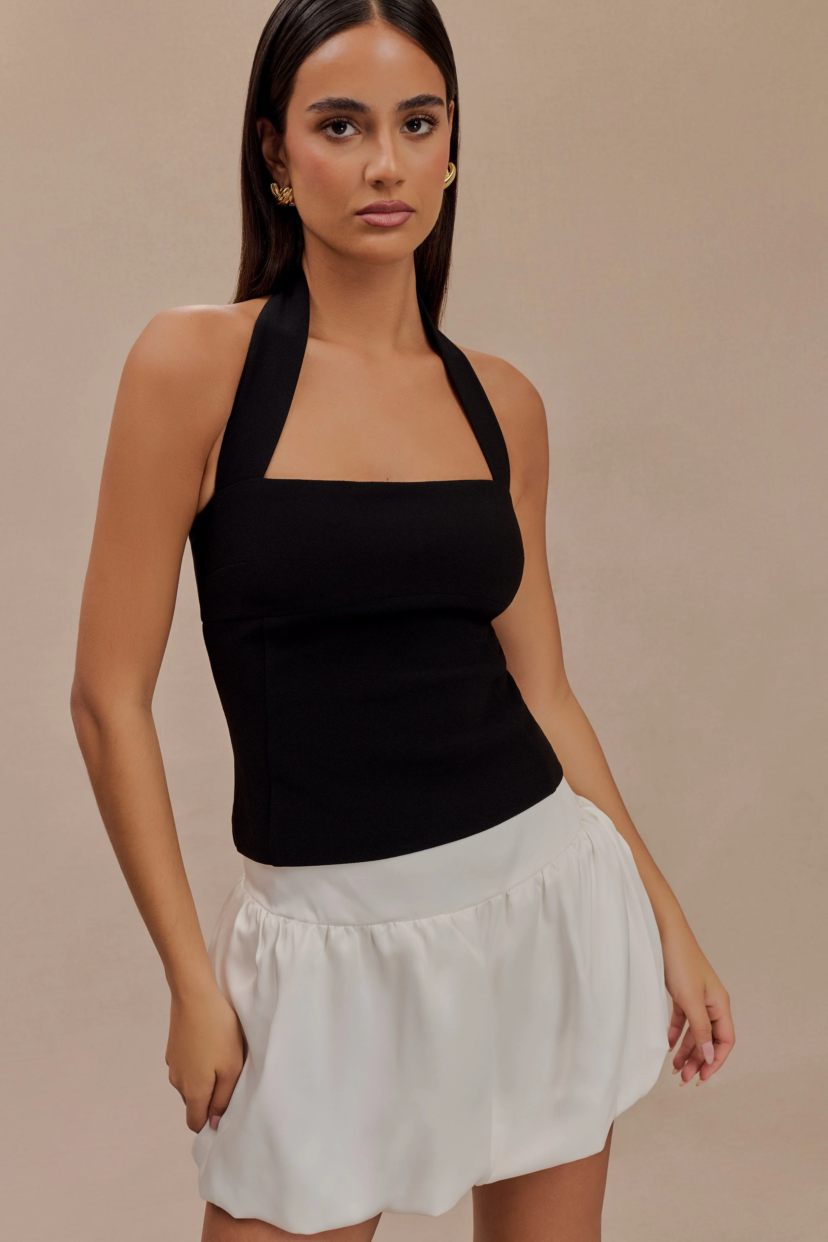 Genia Satin Bubble Mini Skirt - White - Image 5