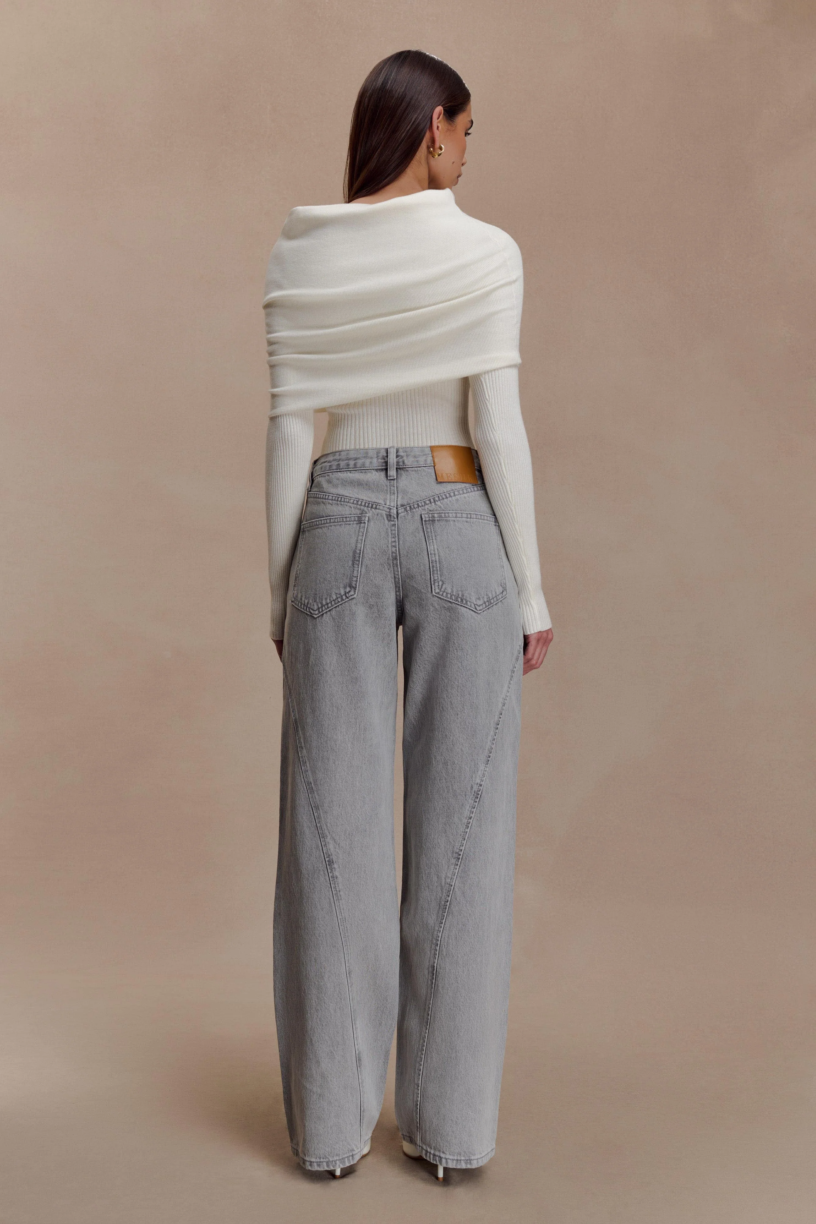Georgette Mid Rise Paneled Denim Jeans - Grey - Image 5