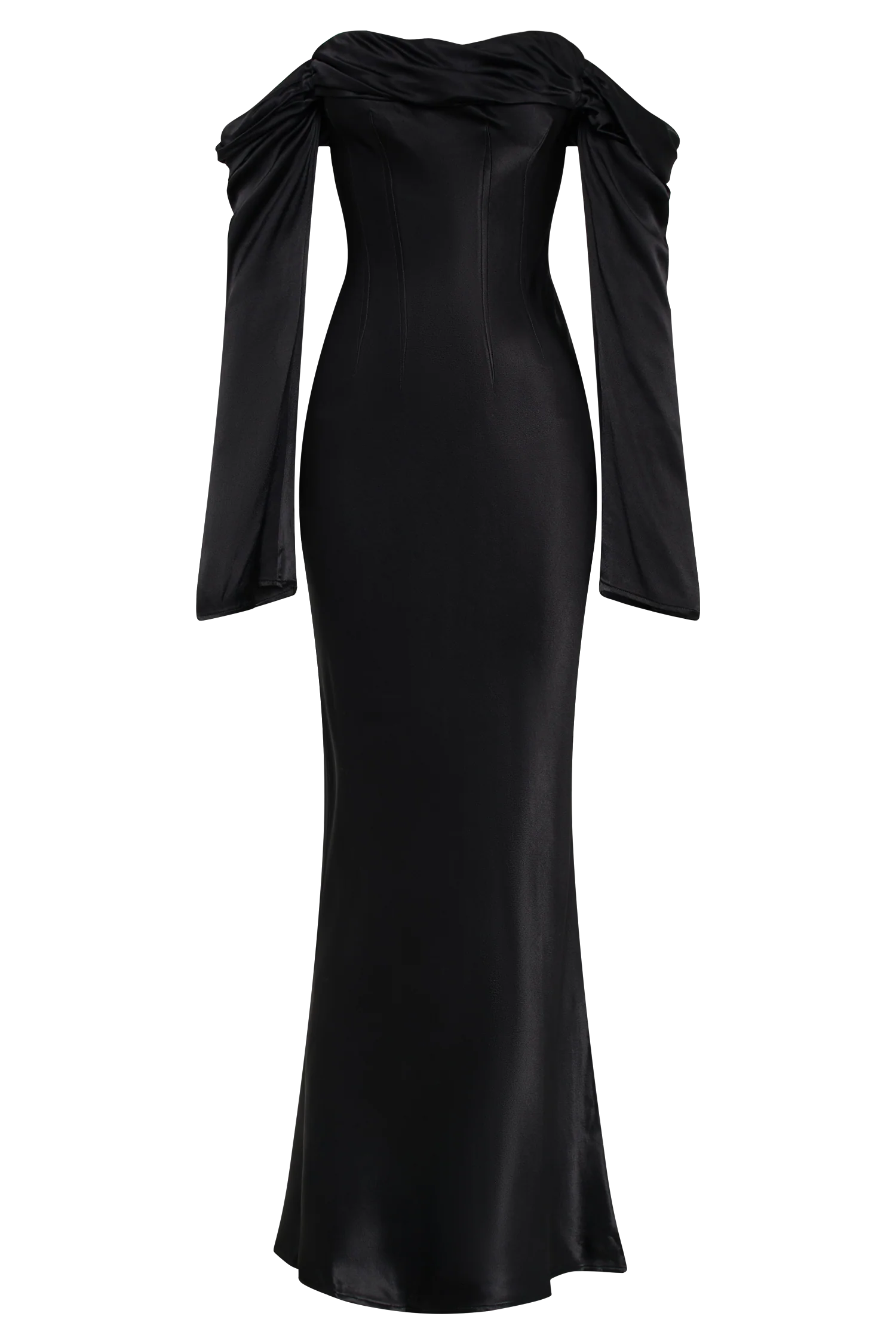 Giselle Off Shoulder Cowl Neck Maxi Dress - Black - Image 9