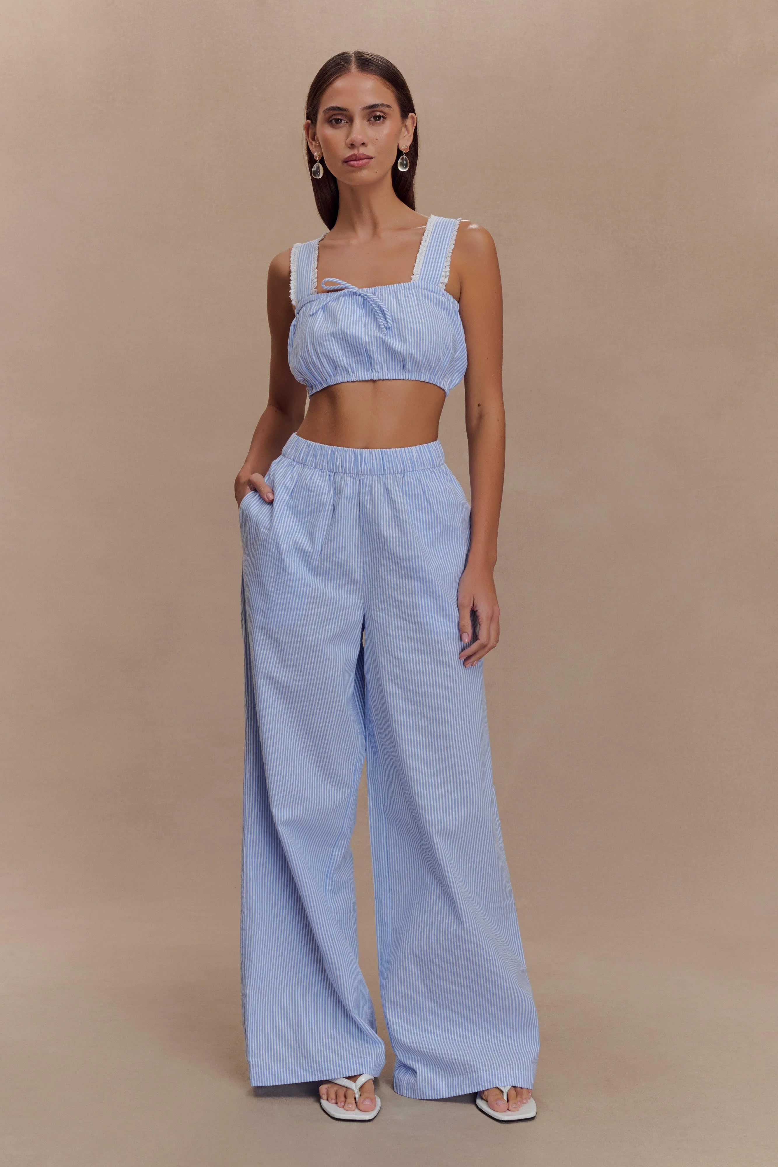 Gretel Sleeveless Crop Top - Blue Pinstripe - Image 6