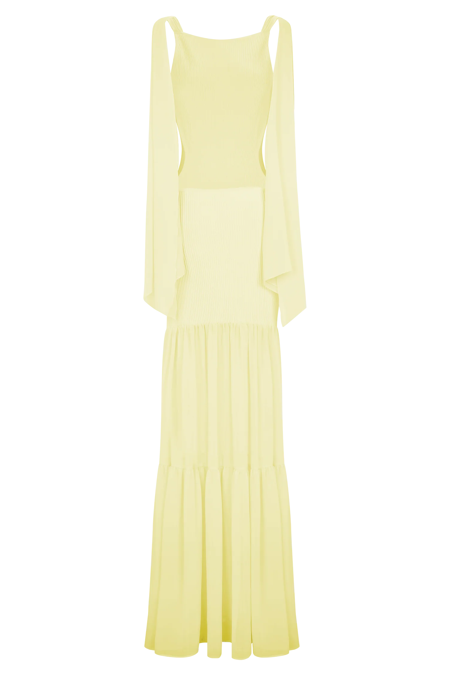 Haille Knit Chiffon Maxi Dress - Lemon - Image 6