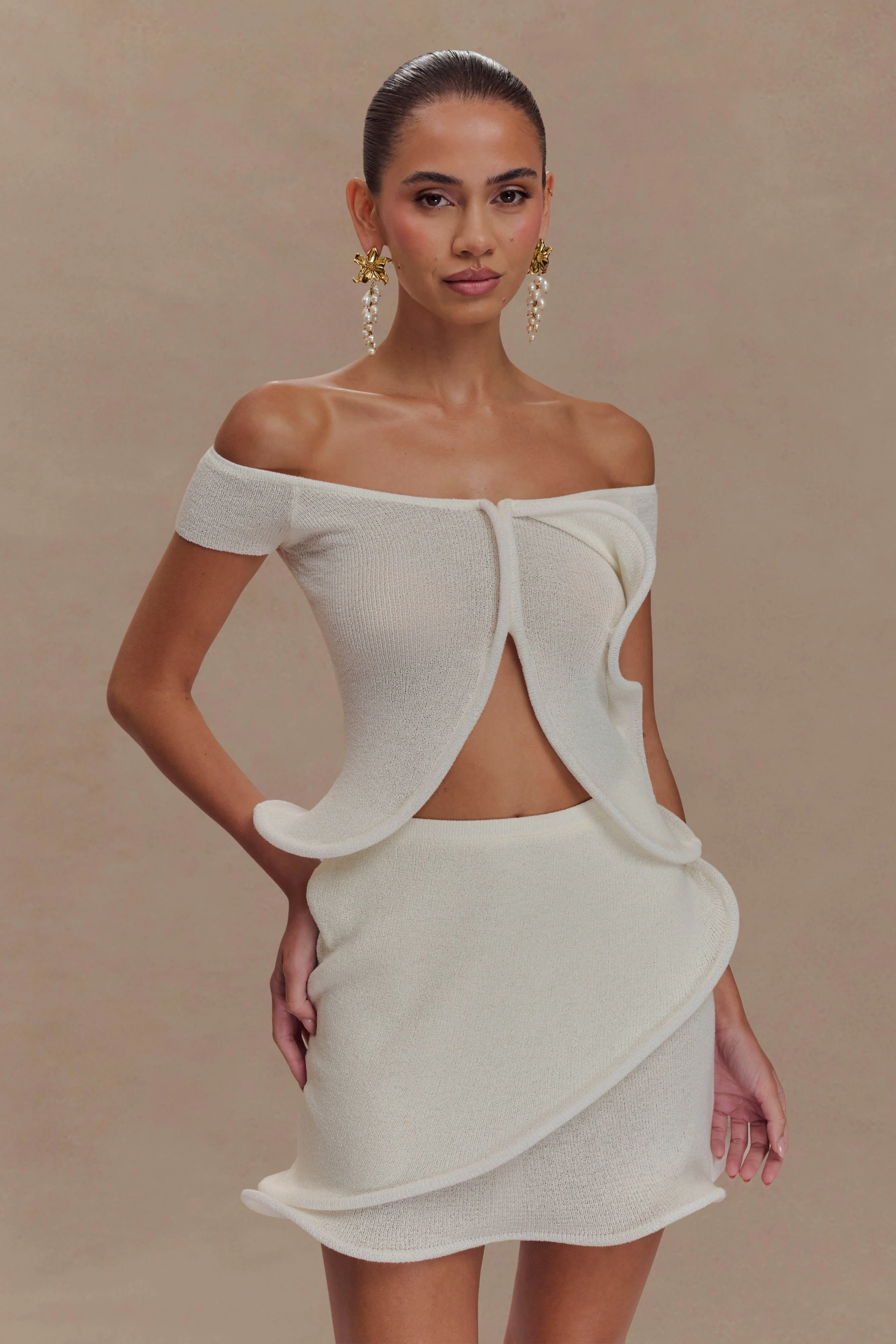 Haisley Knit Mini Skirt - Ivory - Image 7