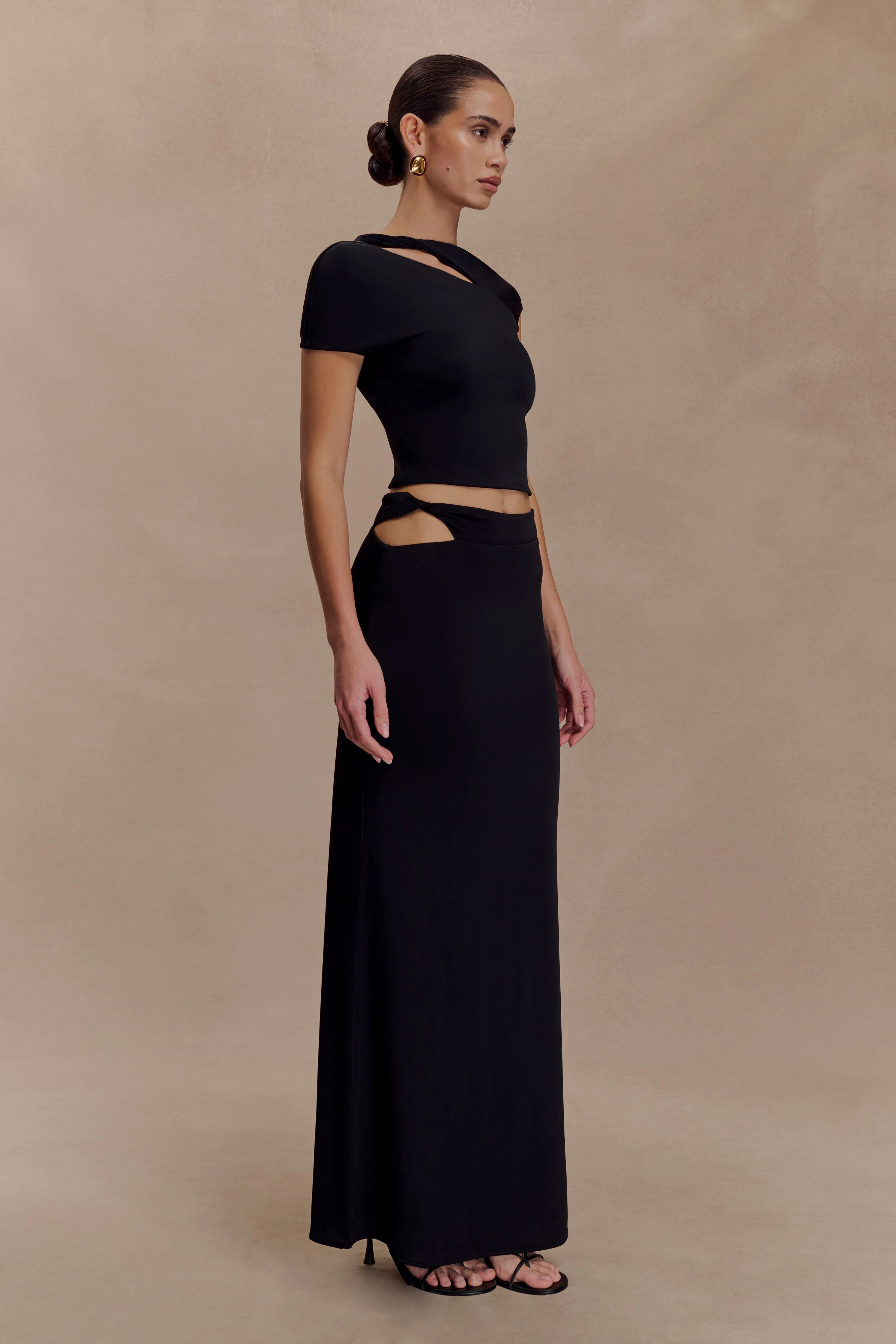 Haven Slinky Twist Midi Skirt - Black - Image 4