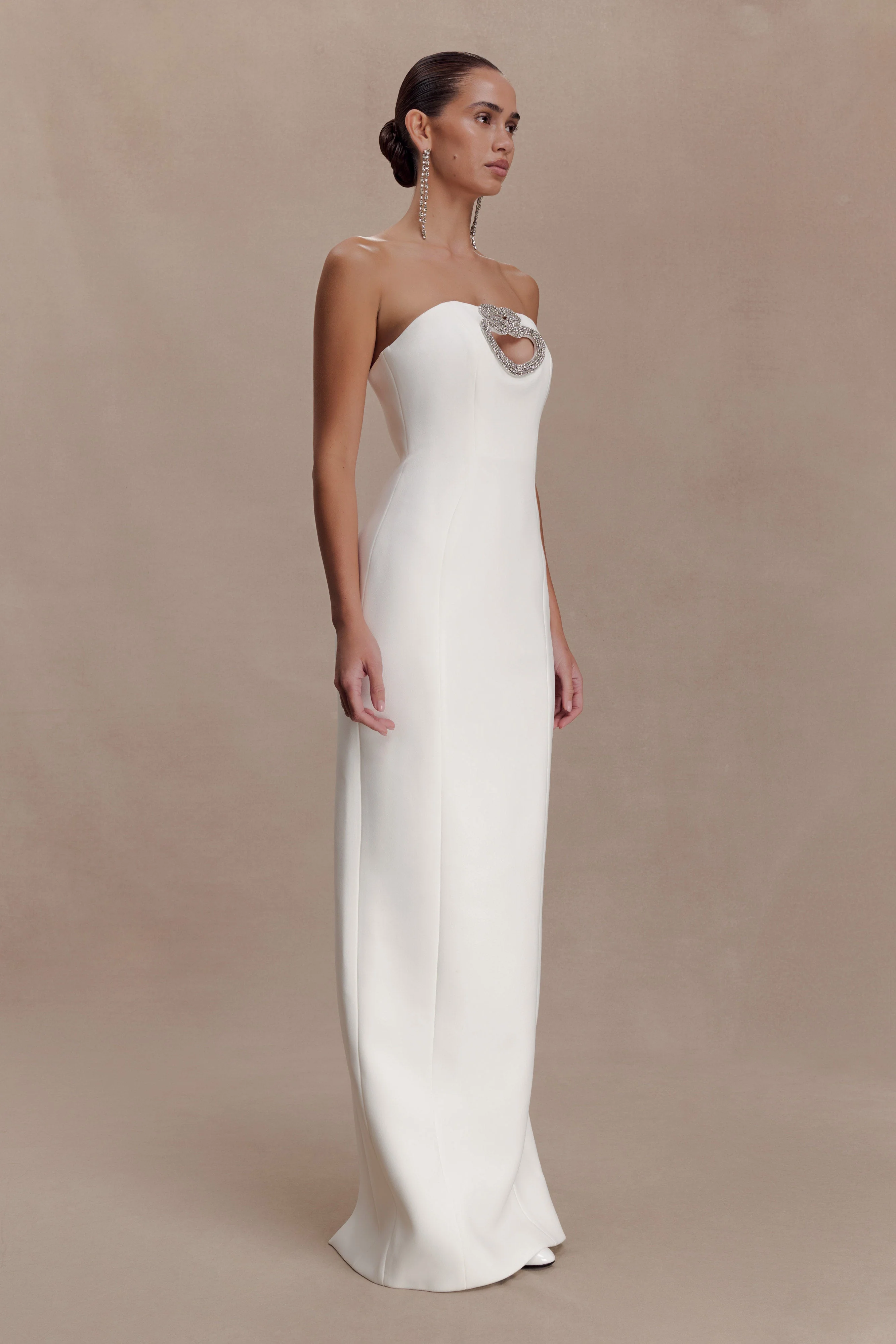 Hilda Embellished Strapless Maxi Dress - White - Image 4