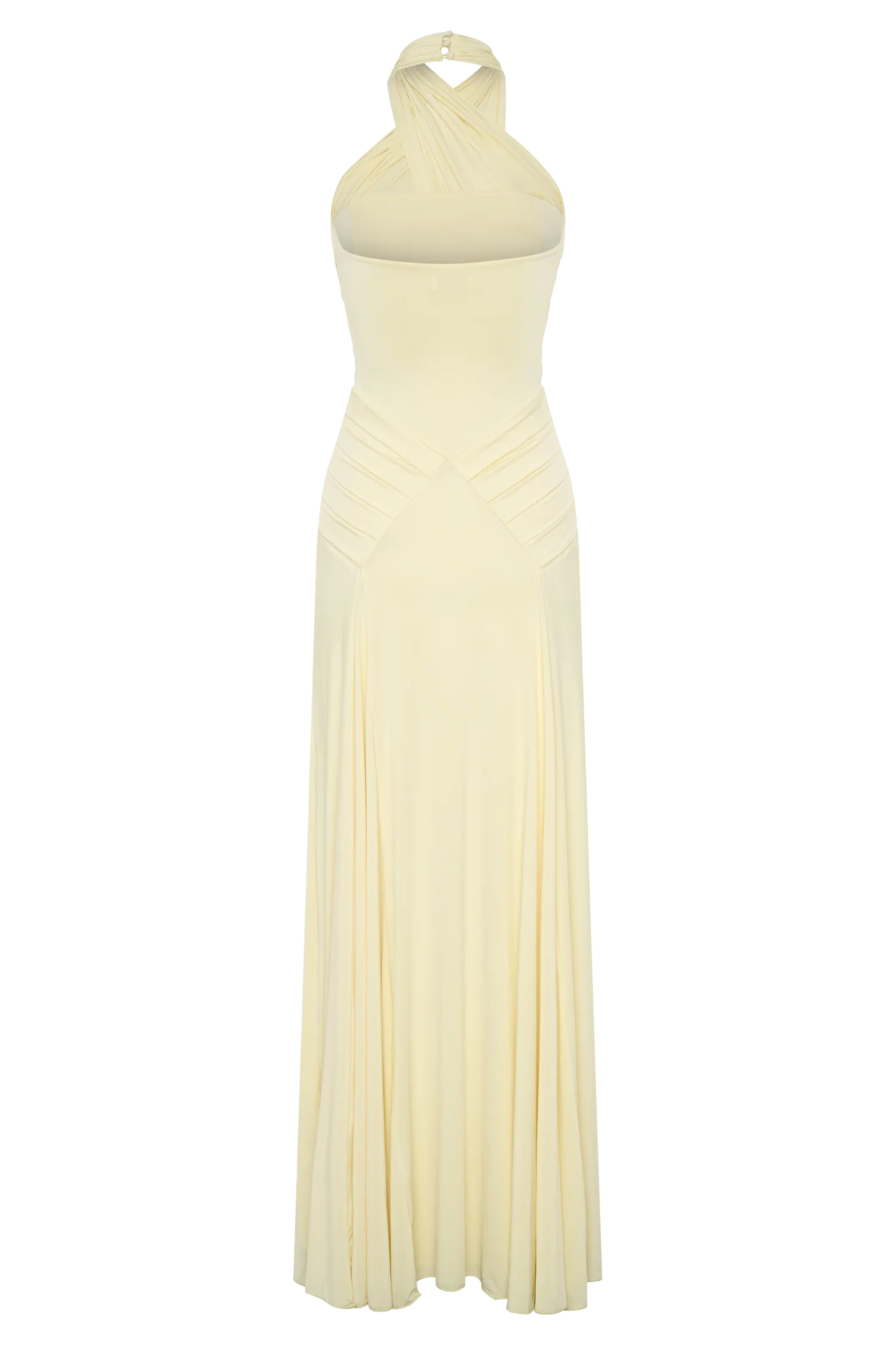 Indira Gathered Slinky Halter Maxi Dress - Lemon - Image 7
