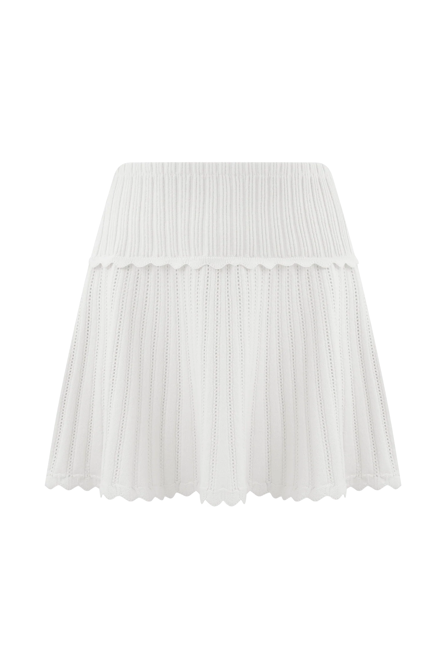 Indy Pointelle Knit Mini Skirt - Ivory - Image 8