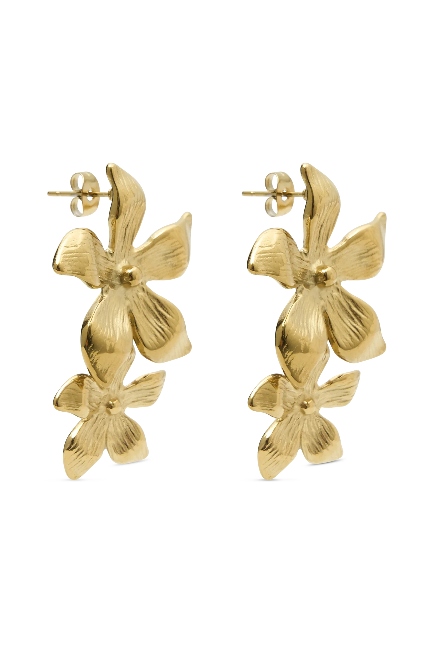 Infatuated Drop Flower Earrings - Gold - Image 8