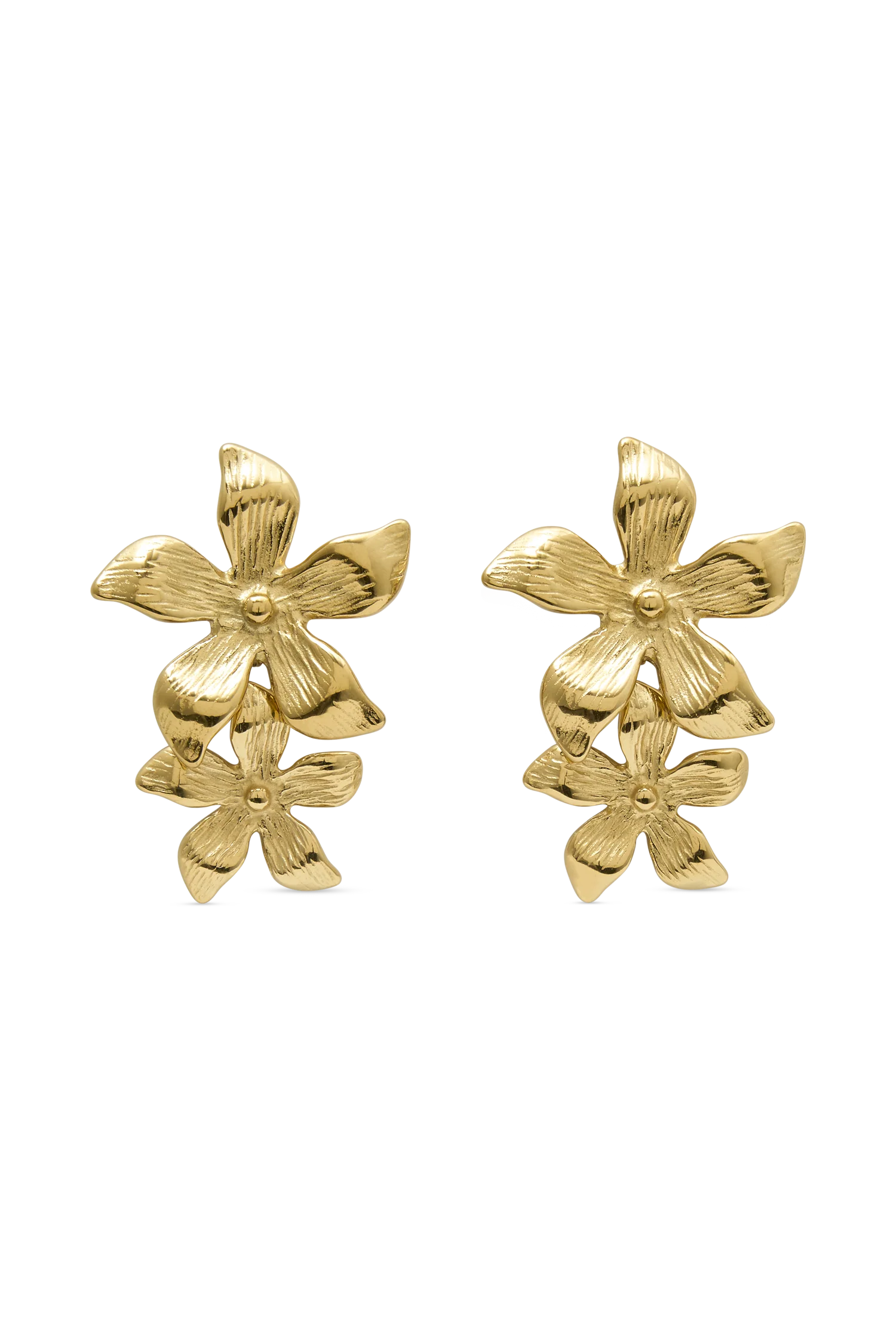 Infatuated Drop Flower Earrings - Gold - Image 9