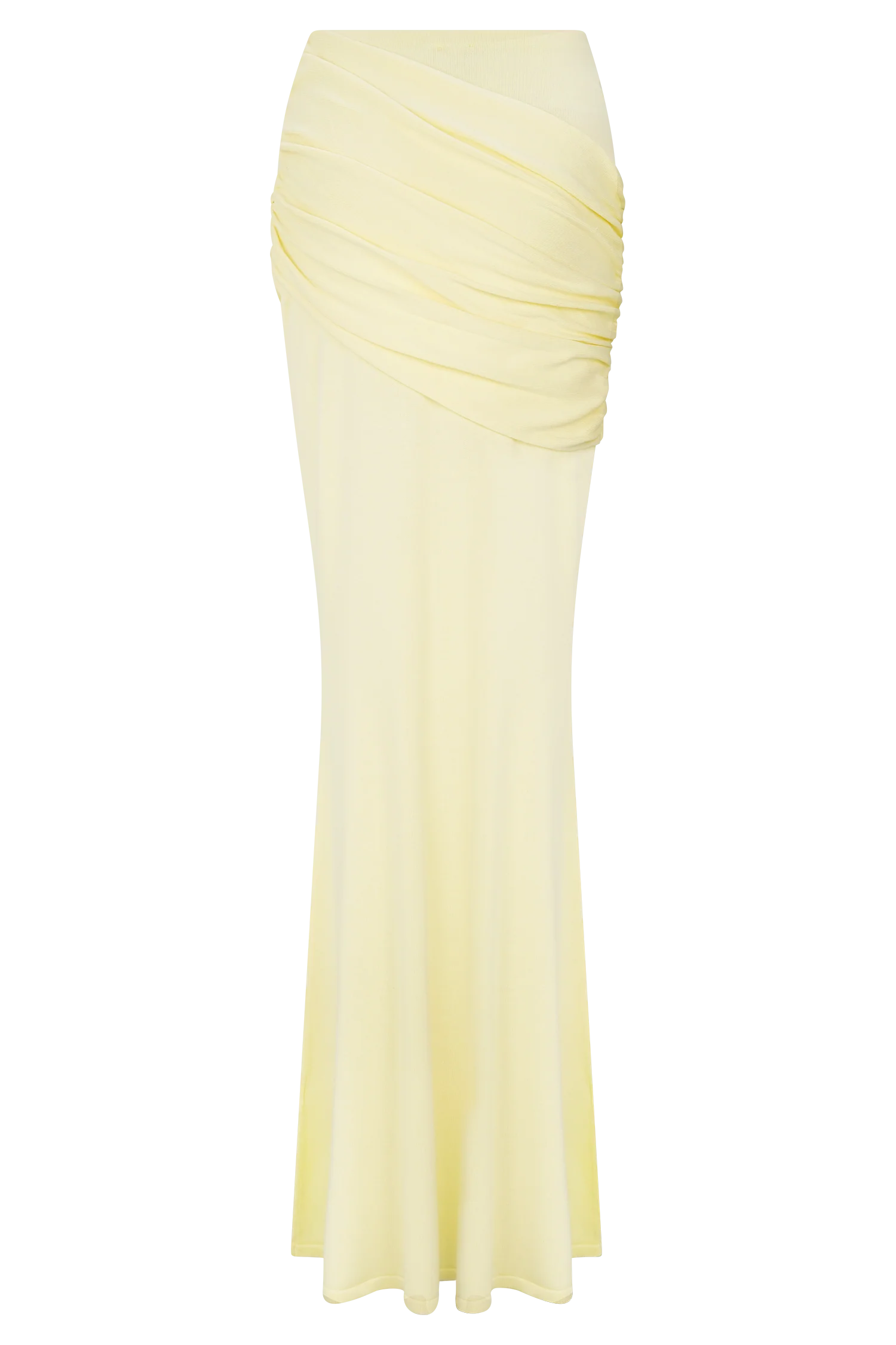 Irene Gathered Knit Maxi Skirt - Lemon - Image 6