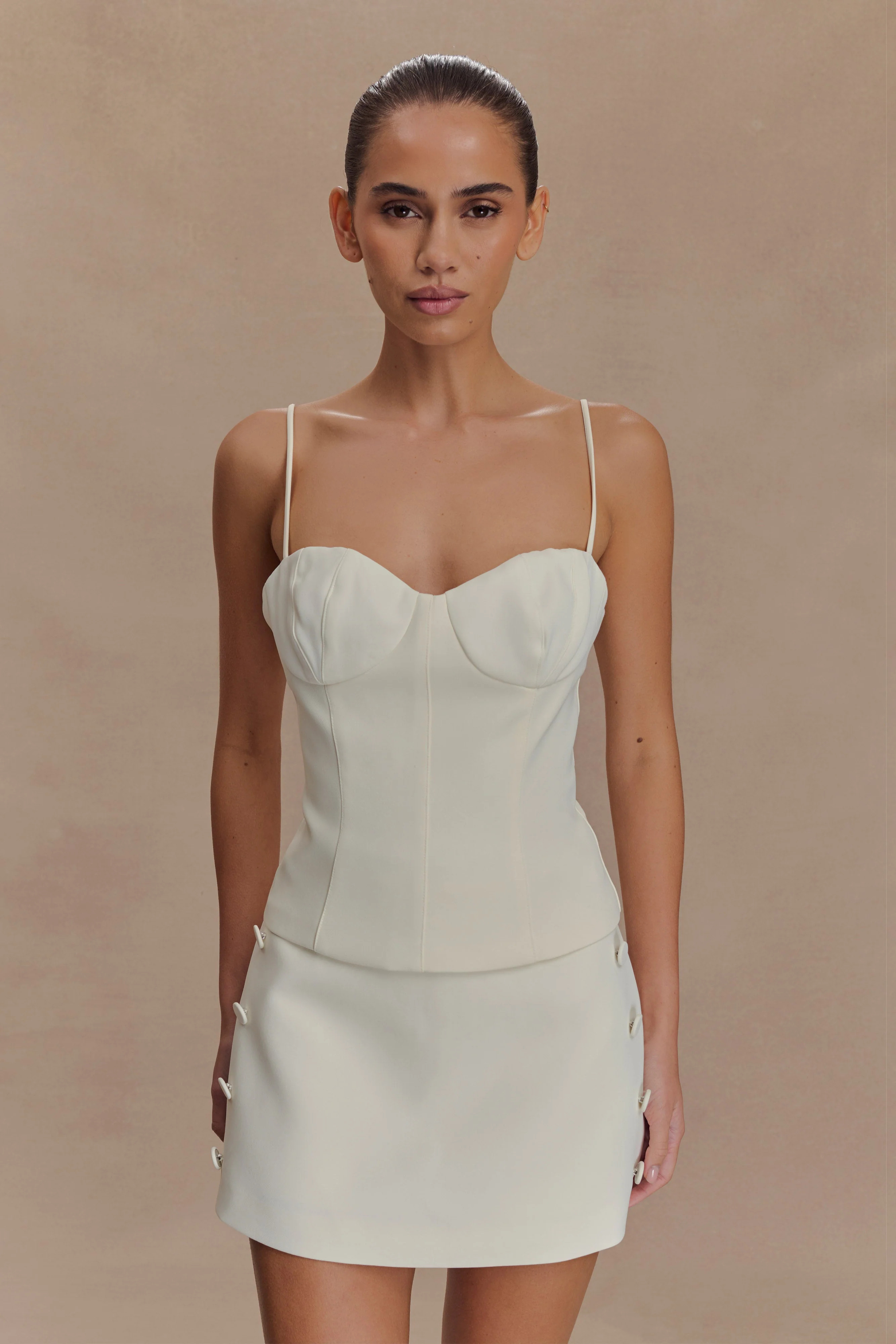 Jaime Spaghetti Strap Suiting Top - Ivory