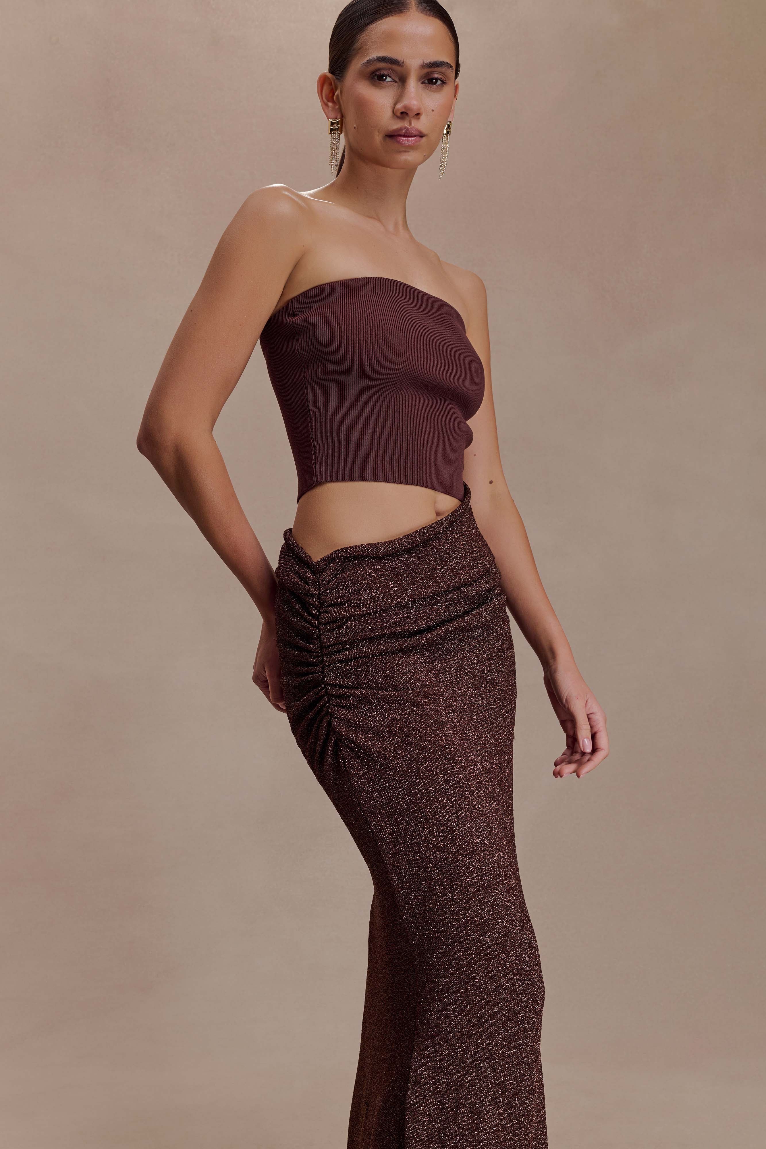 Jasiel Strapless Knit Maxi Dress - Chocolate - Image 8