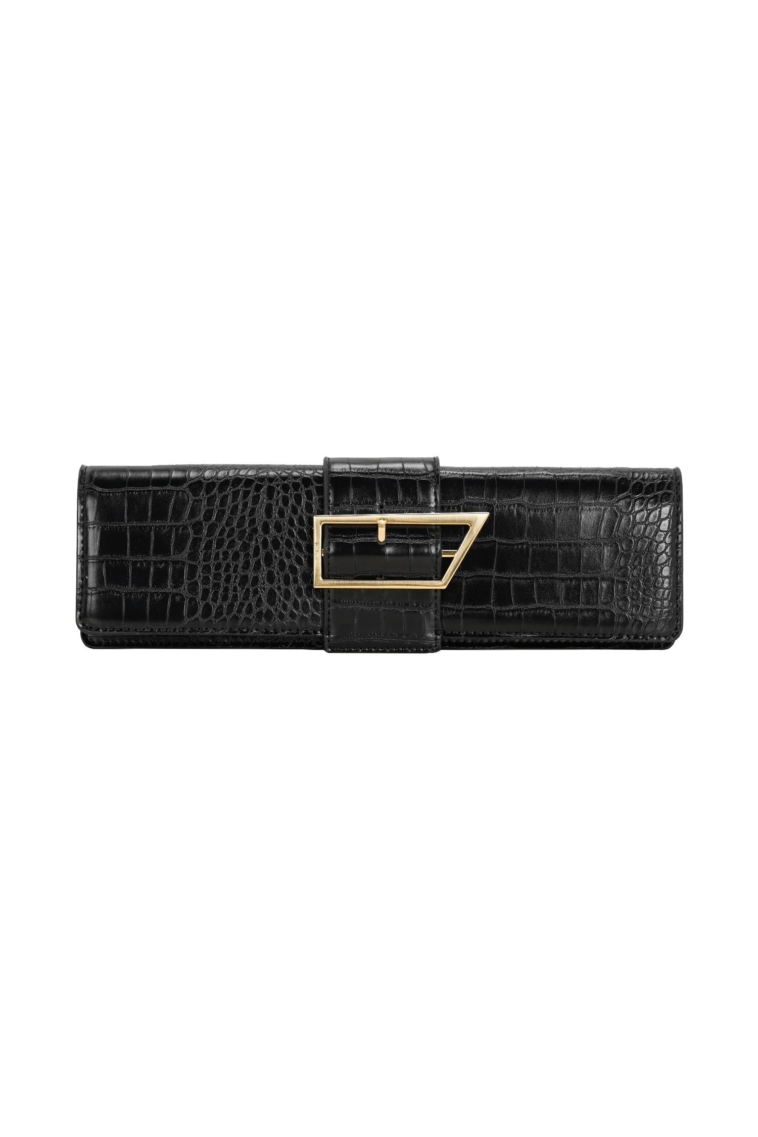 Jessica Faux Leather Crocodile Clutch - Black - Image 6