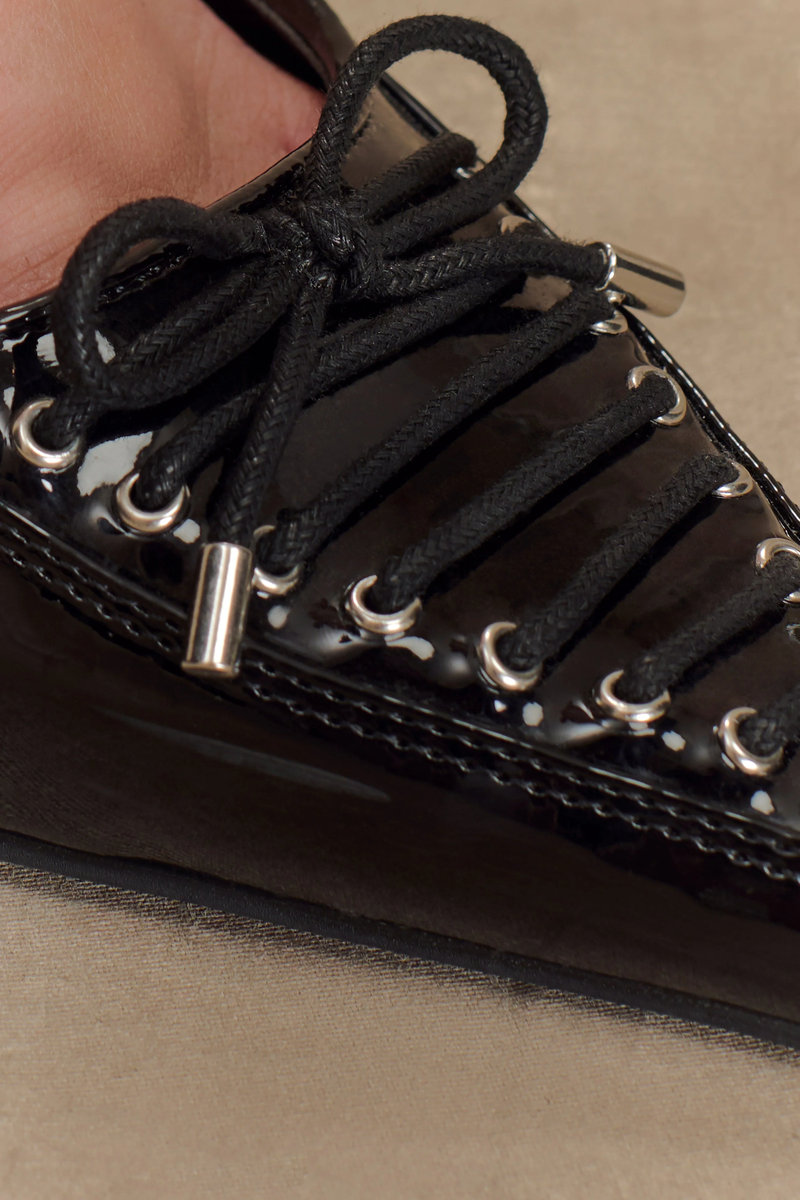 Joanne Patent Lace Up Heels - Black - Image 6