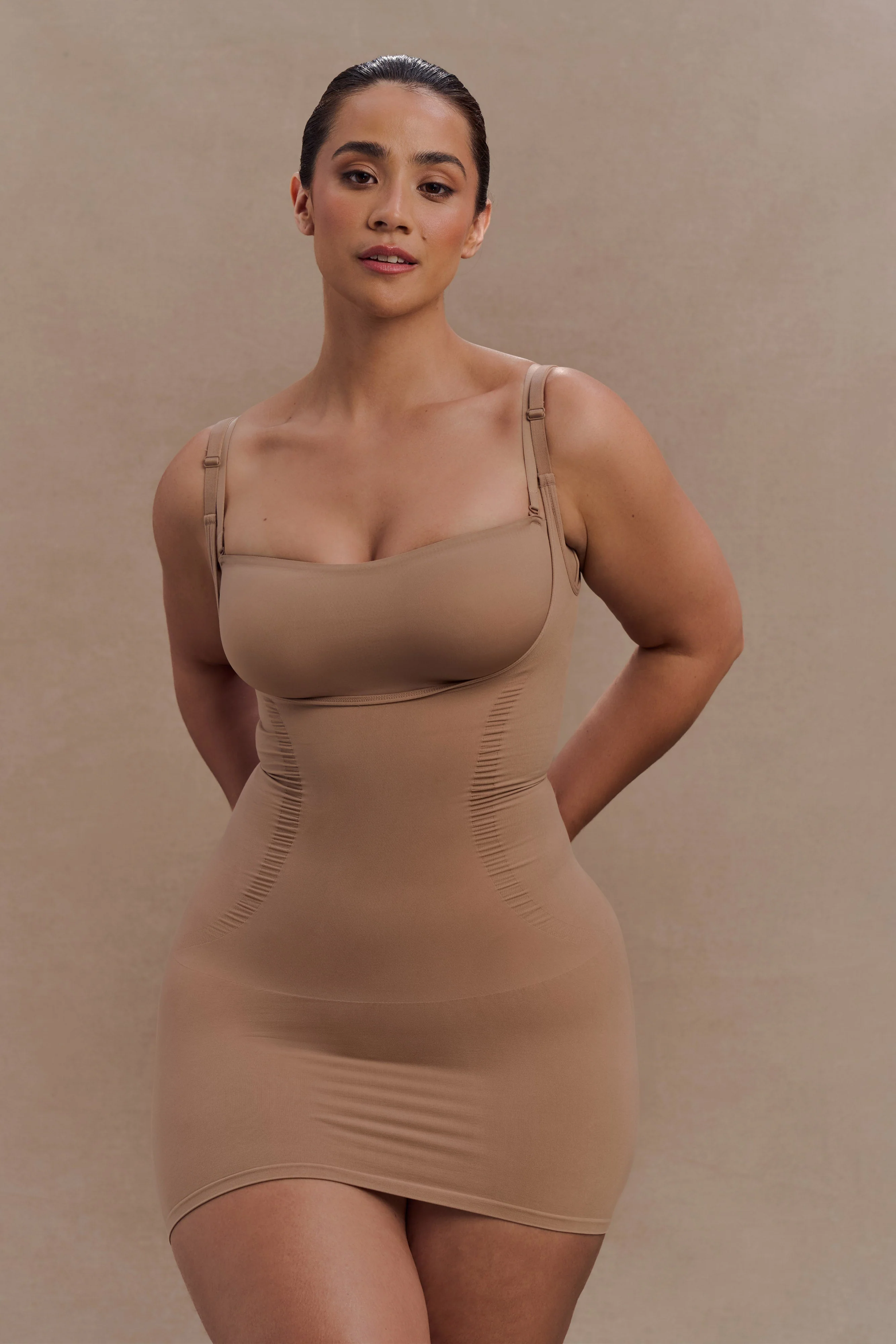 Jocelyn Backless Shapewear Mini Dress - Latte - Image 3