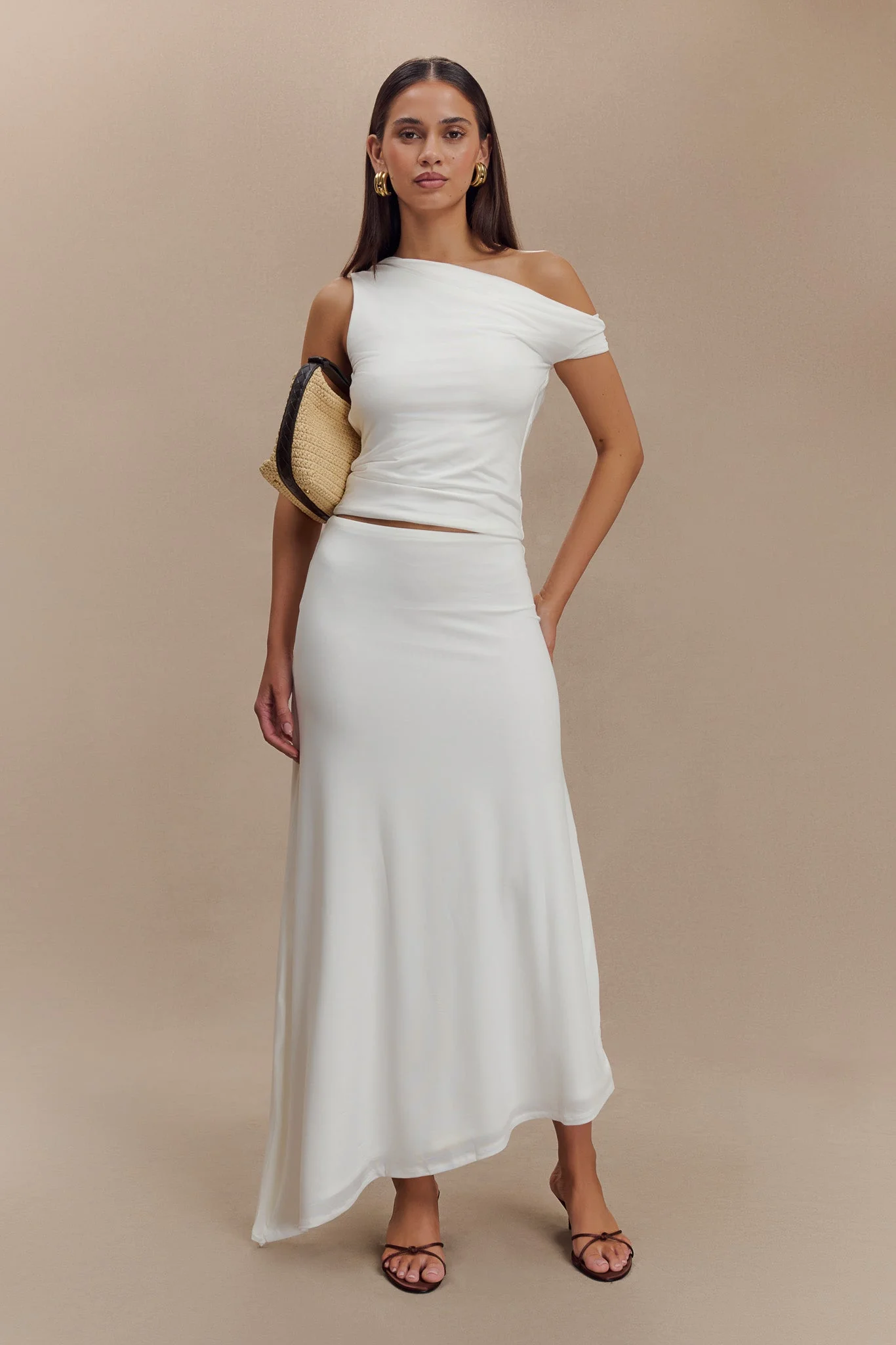 Kacey Slinky Off Shoulder Top - White - Image 7