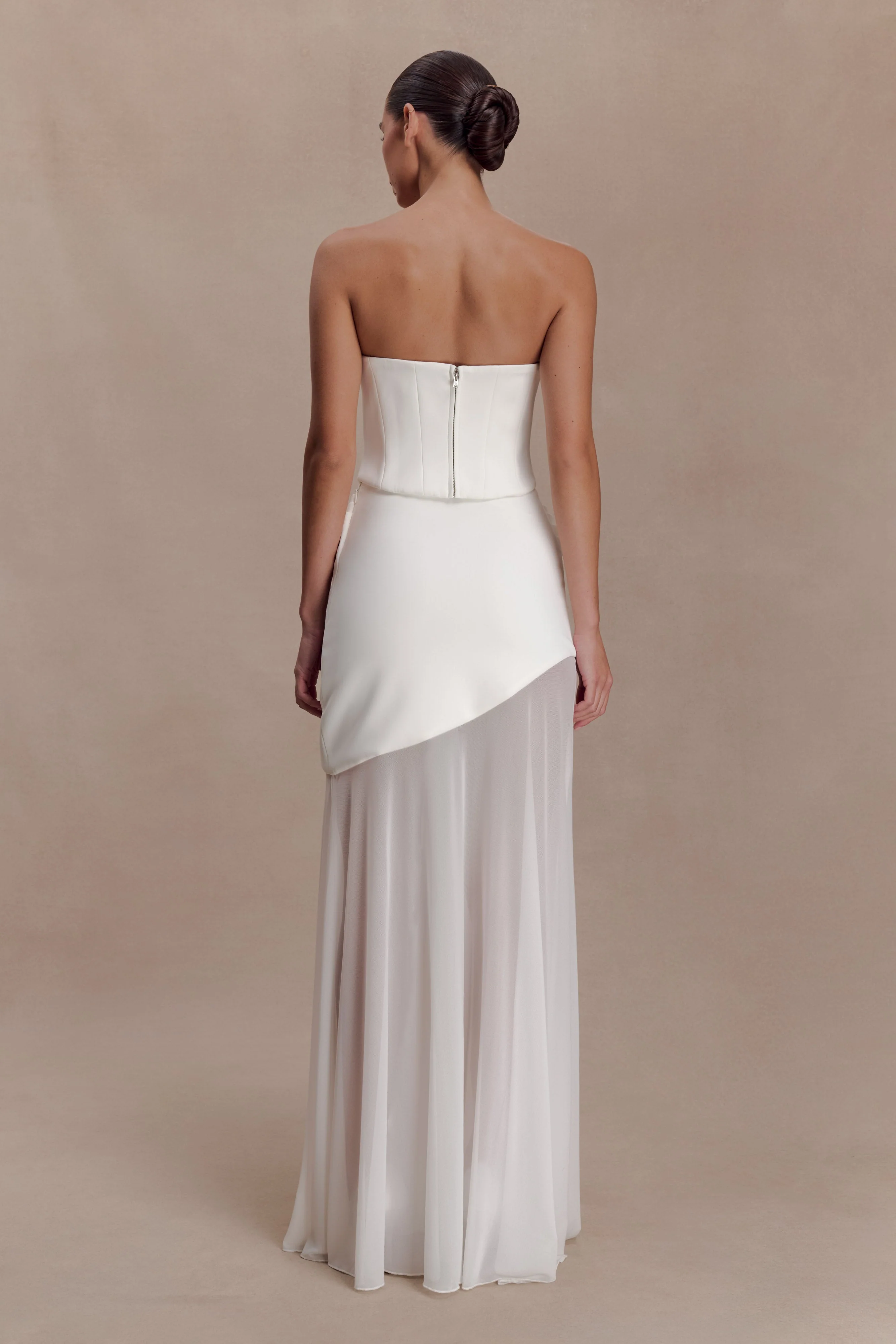 Karina Strapless Scuba Corset - White - Image 5