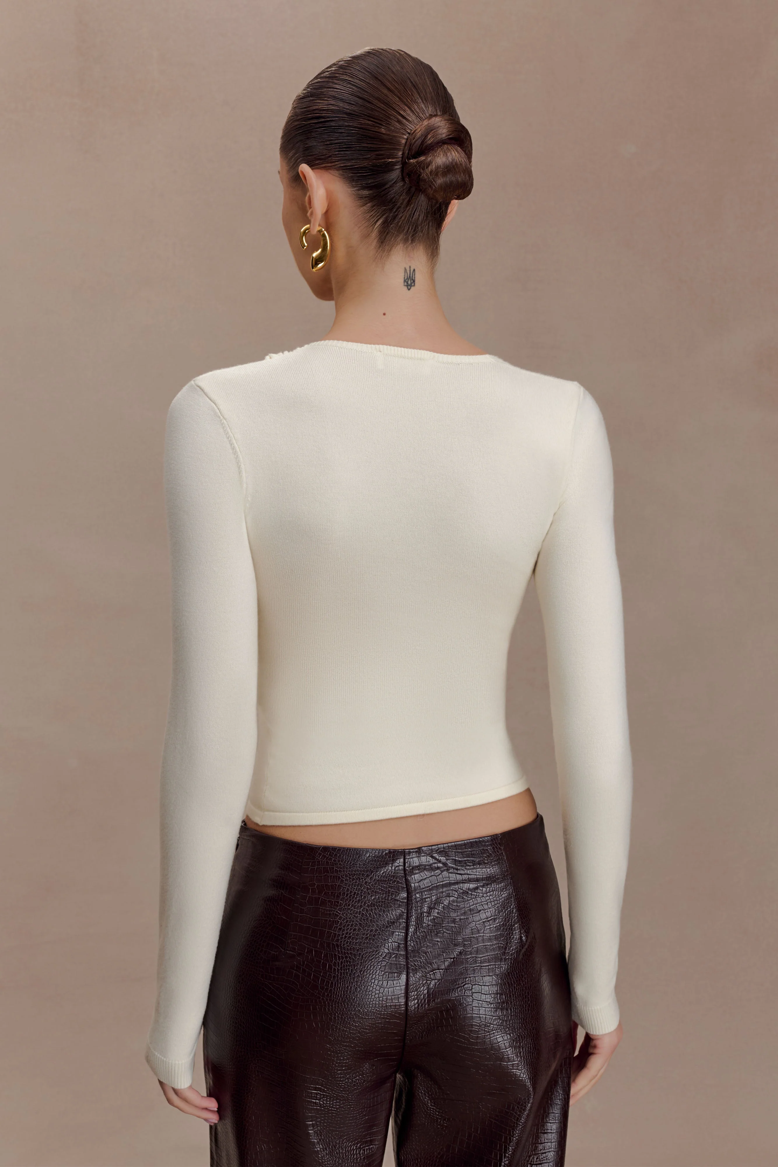 Kaylen Knit Long Sleeve Top - Ivory - Image 3