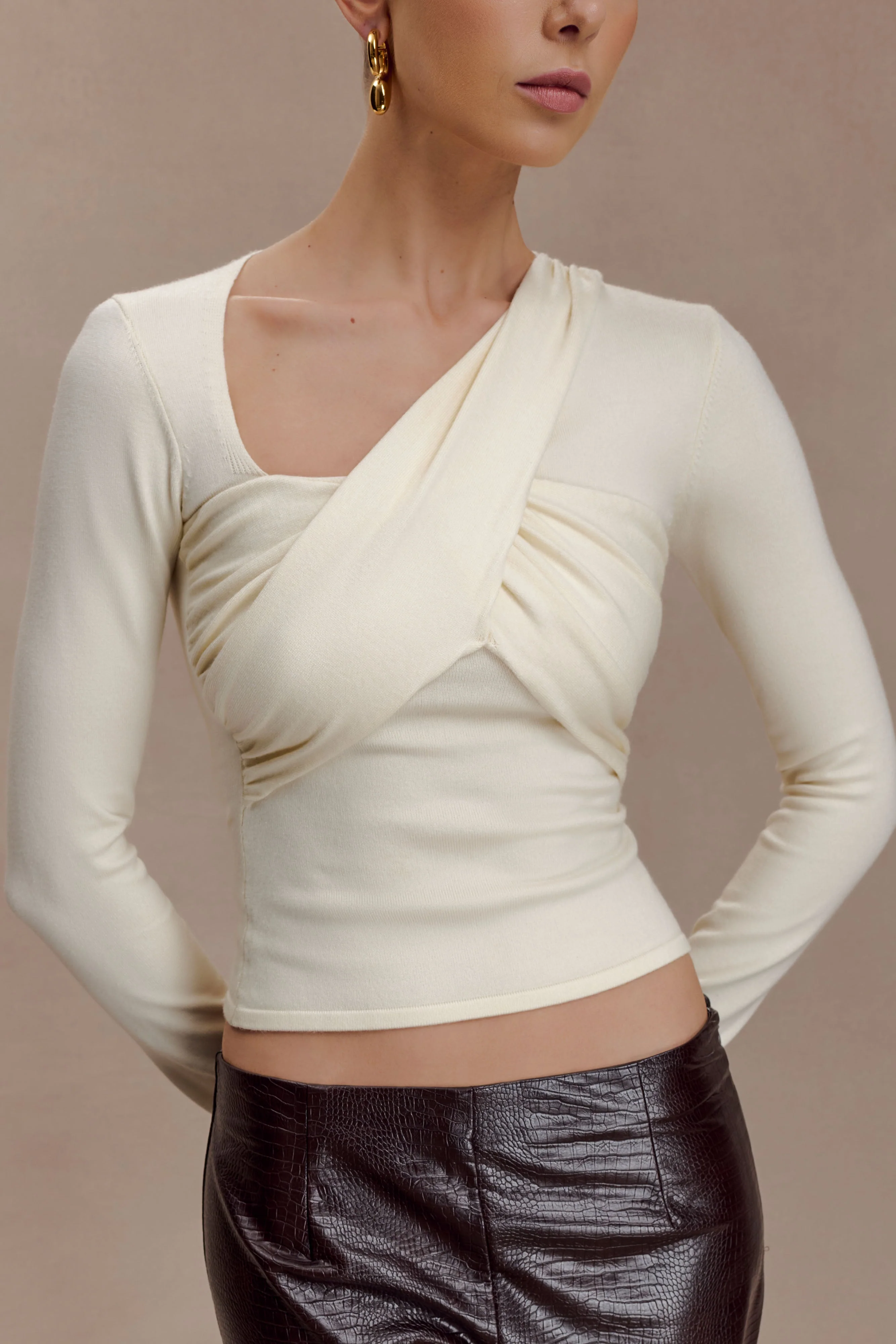 Kaylen Knit Long Sleeve Top - Ivory - Image 4