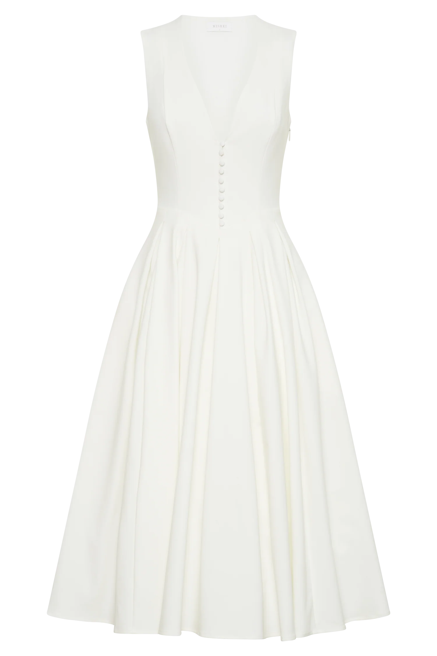 Keely Cotton Sleeveless Midi Dress - White - Image 10