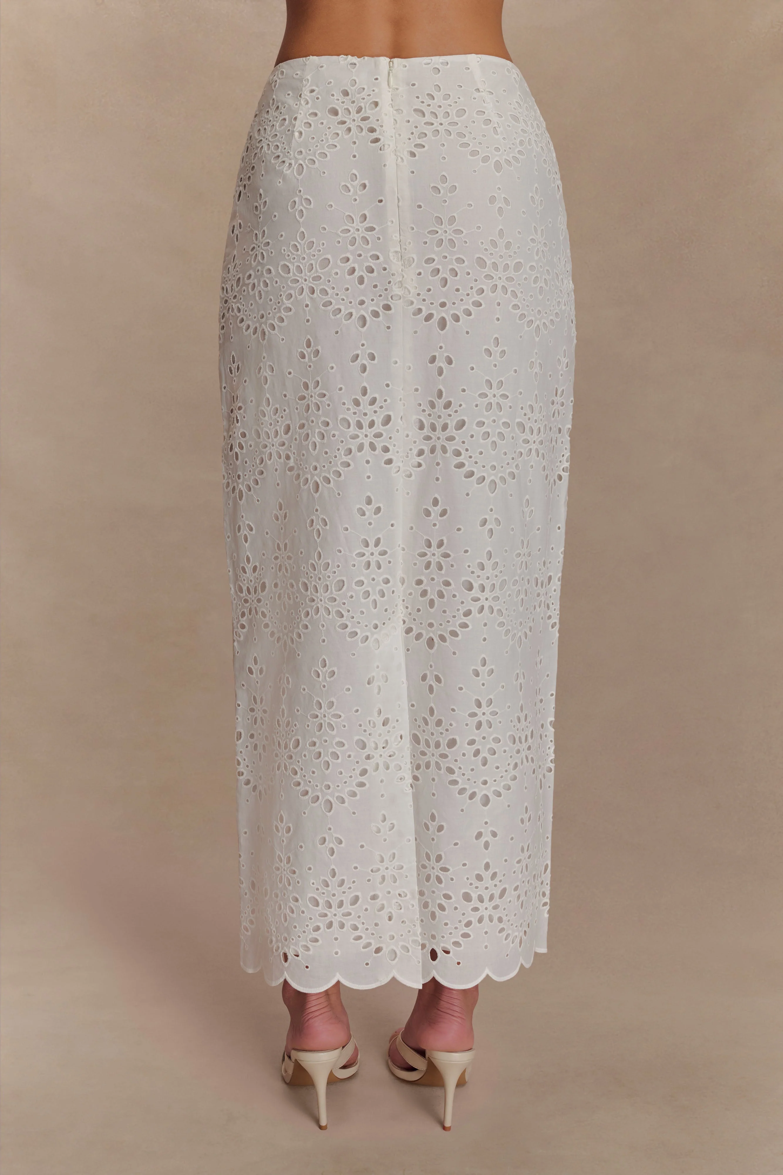 Kensley Broderie Midi Skirt - White - Image 2