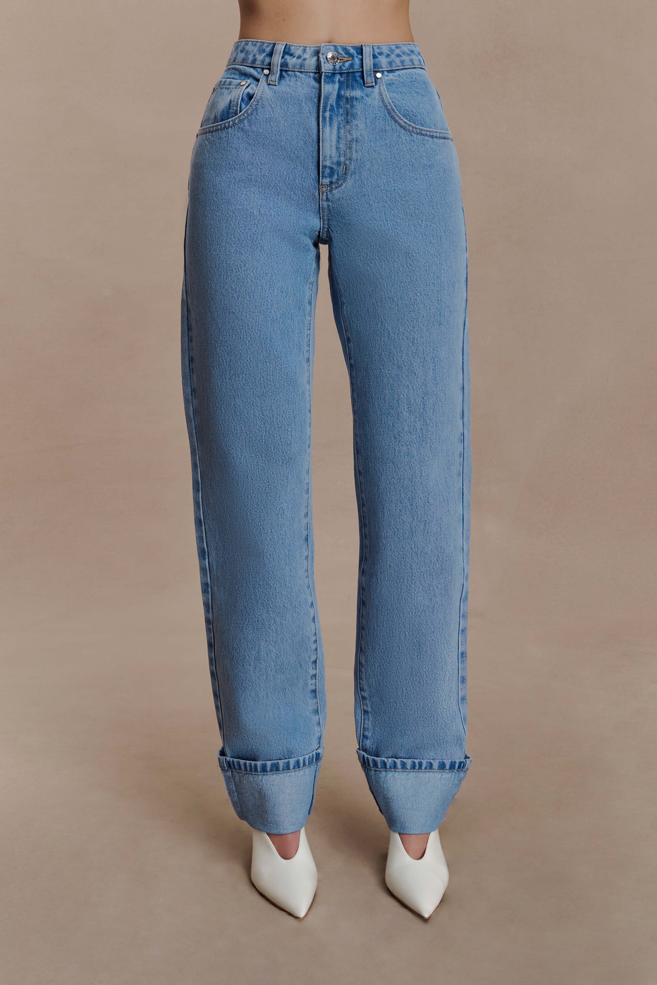 Kirralee Straight Leg Cuffed Jeans - Classic Blue - Image 7