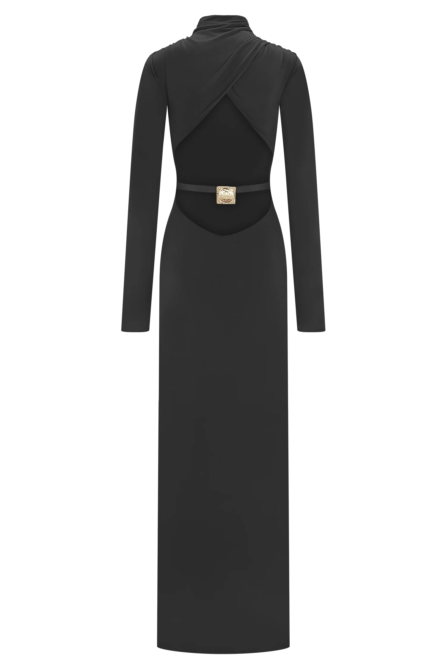 Kiyah Slinky Cut Out Maxi Dress - Black - Image 6