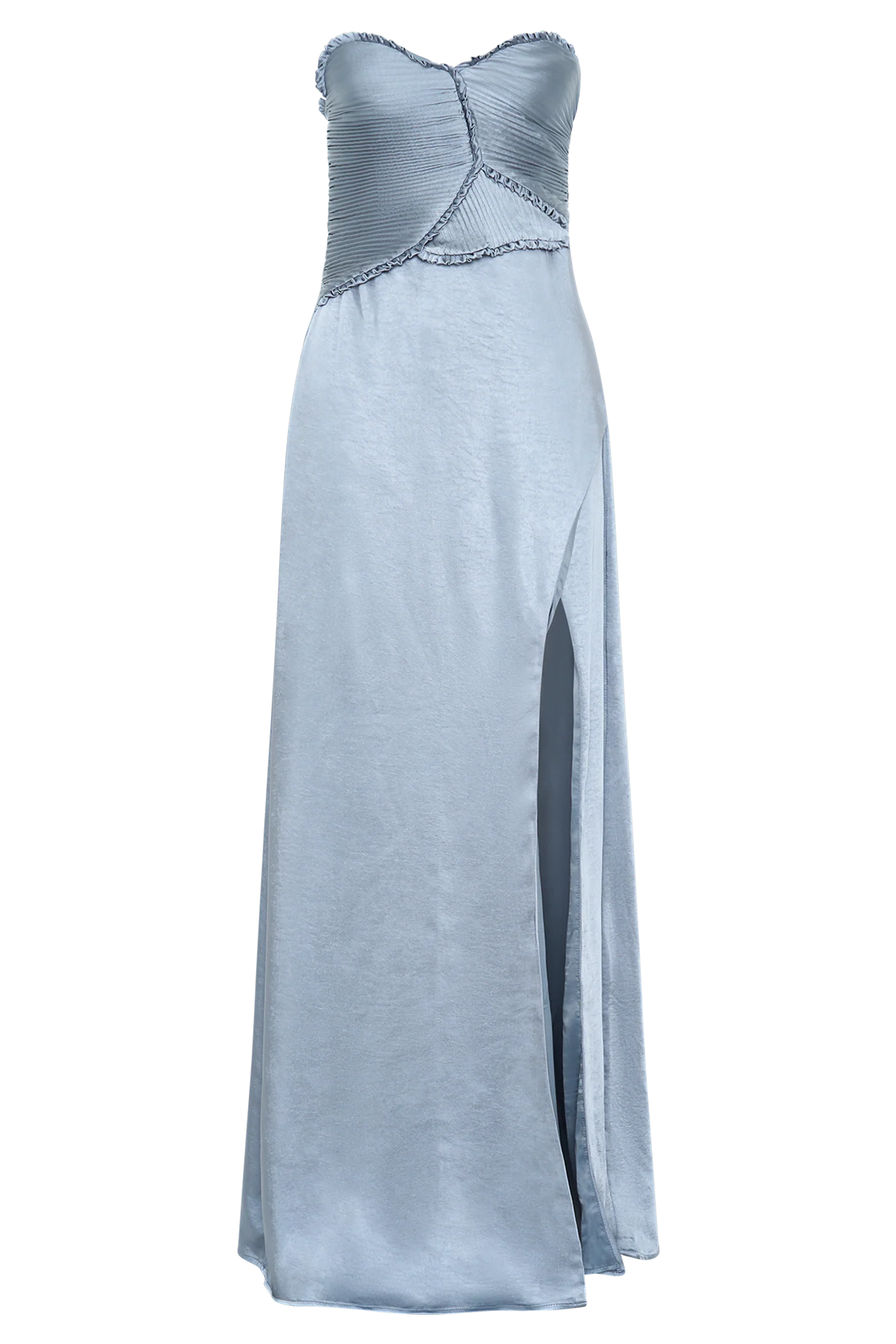 Larissa Satin Maxi Dress With Ruched Petals - Frosted Blue - Image 7