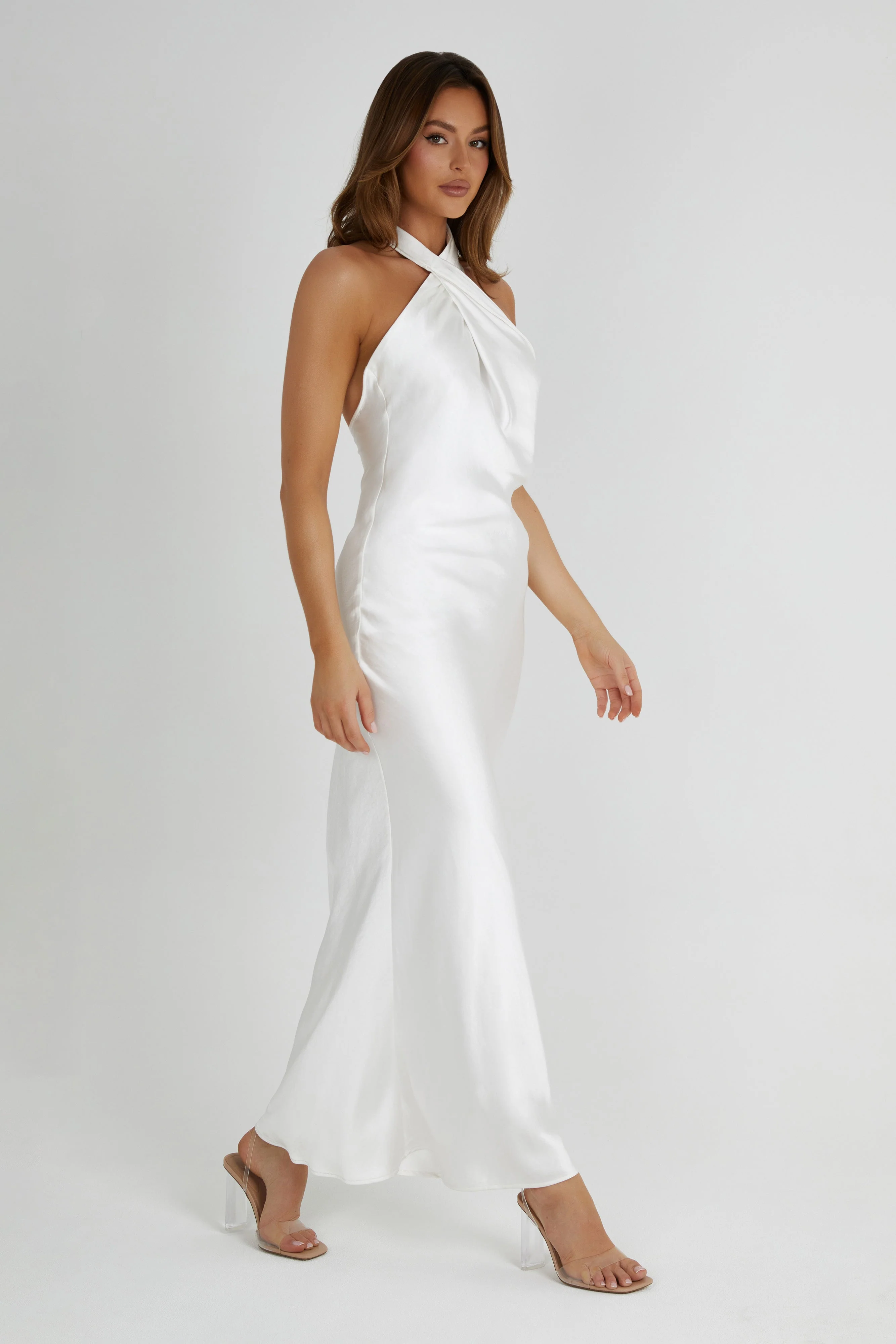 Laura Halter Satin Gown - White - Image 5
