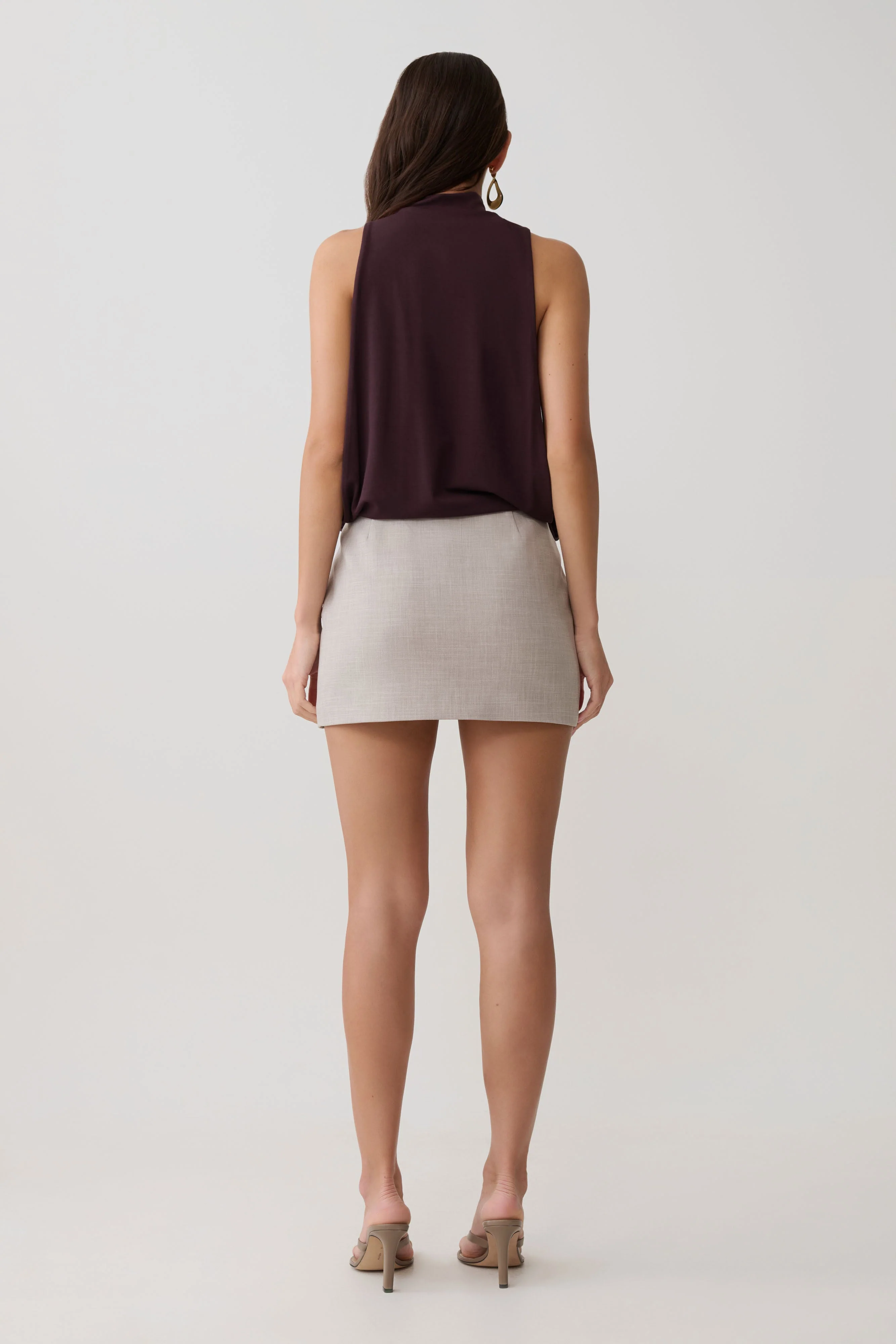 Laurelle Sleeveless Modal Draped Bodysuit - Chocolate - Image 2