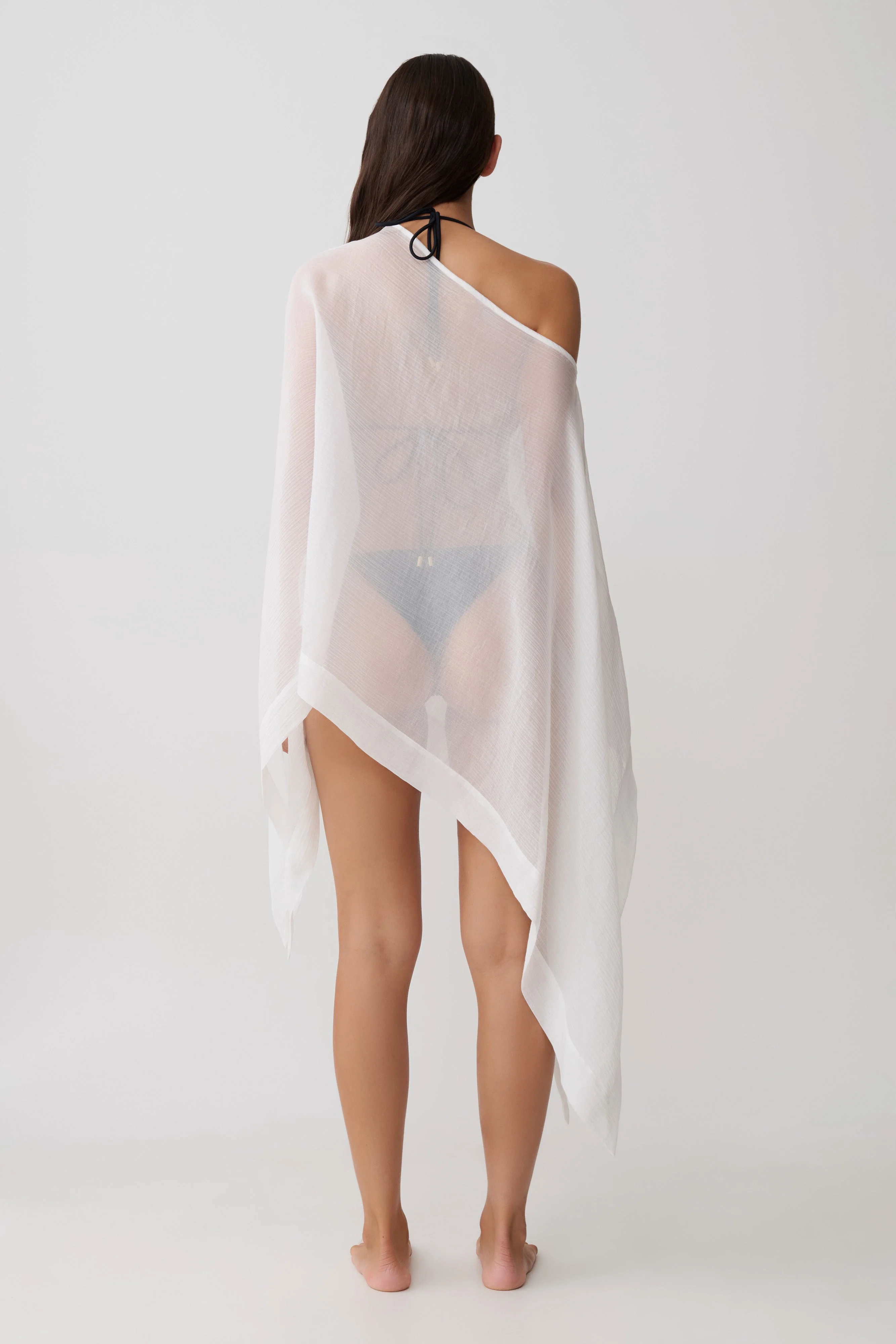 Leilani Sheer Draped Asymmetric Top - Ivory - Image 2