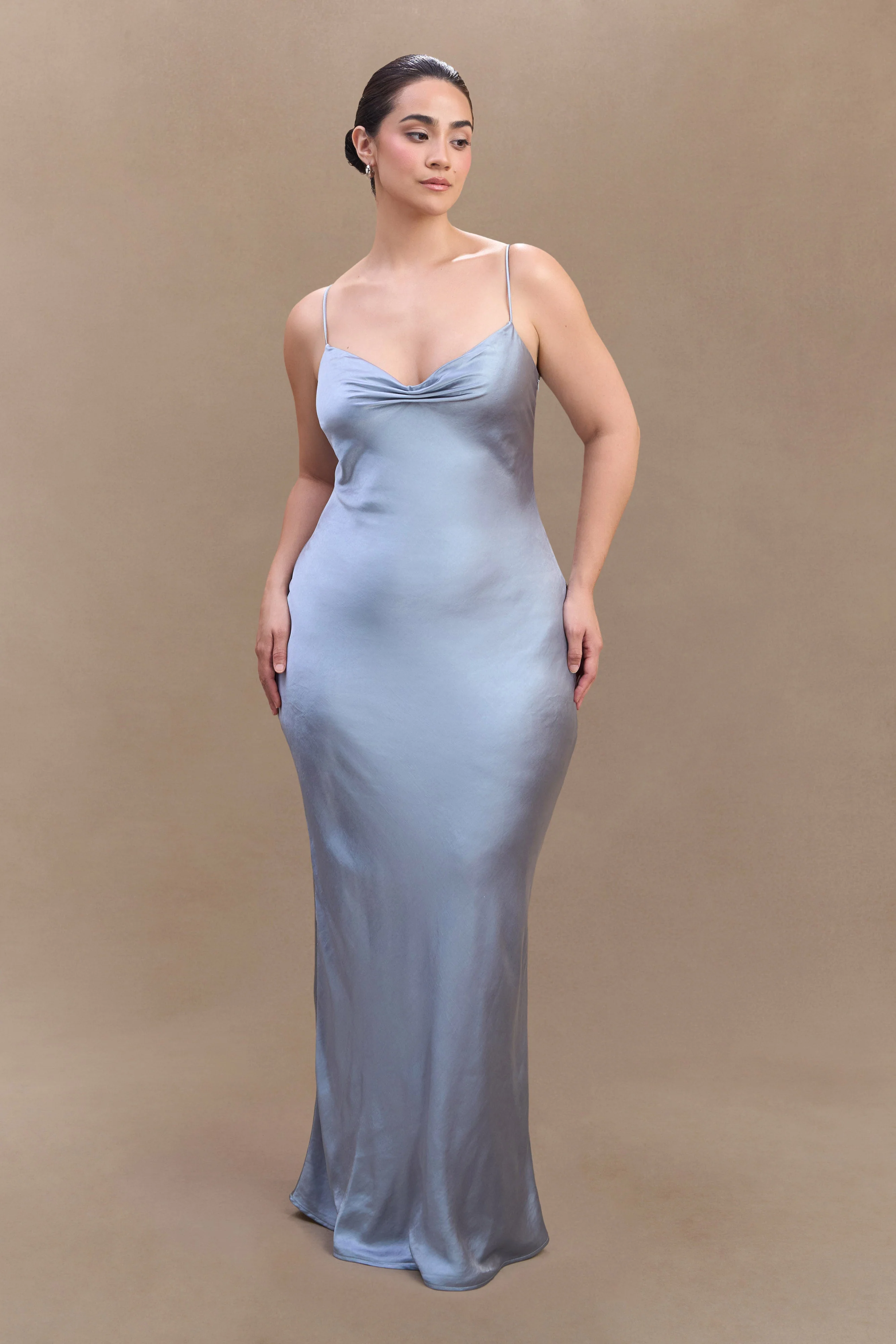 Lilly Sweetheart Satin Maxi Dress - Frosted Blue - Image 4