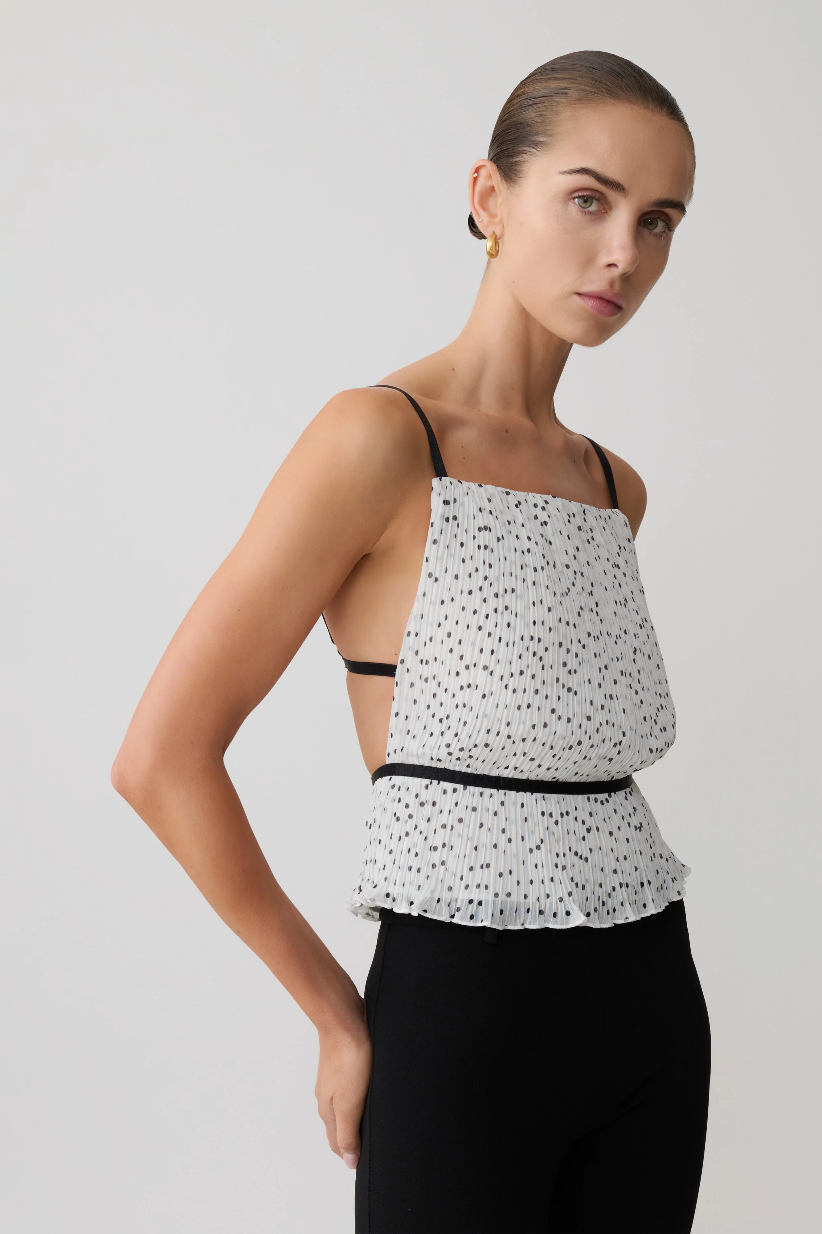 Lilou Pleated Sleeveless Top - Polka Dot - Image 8