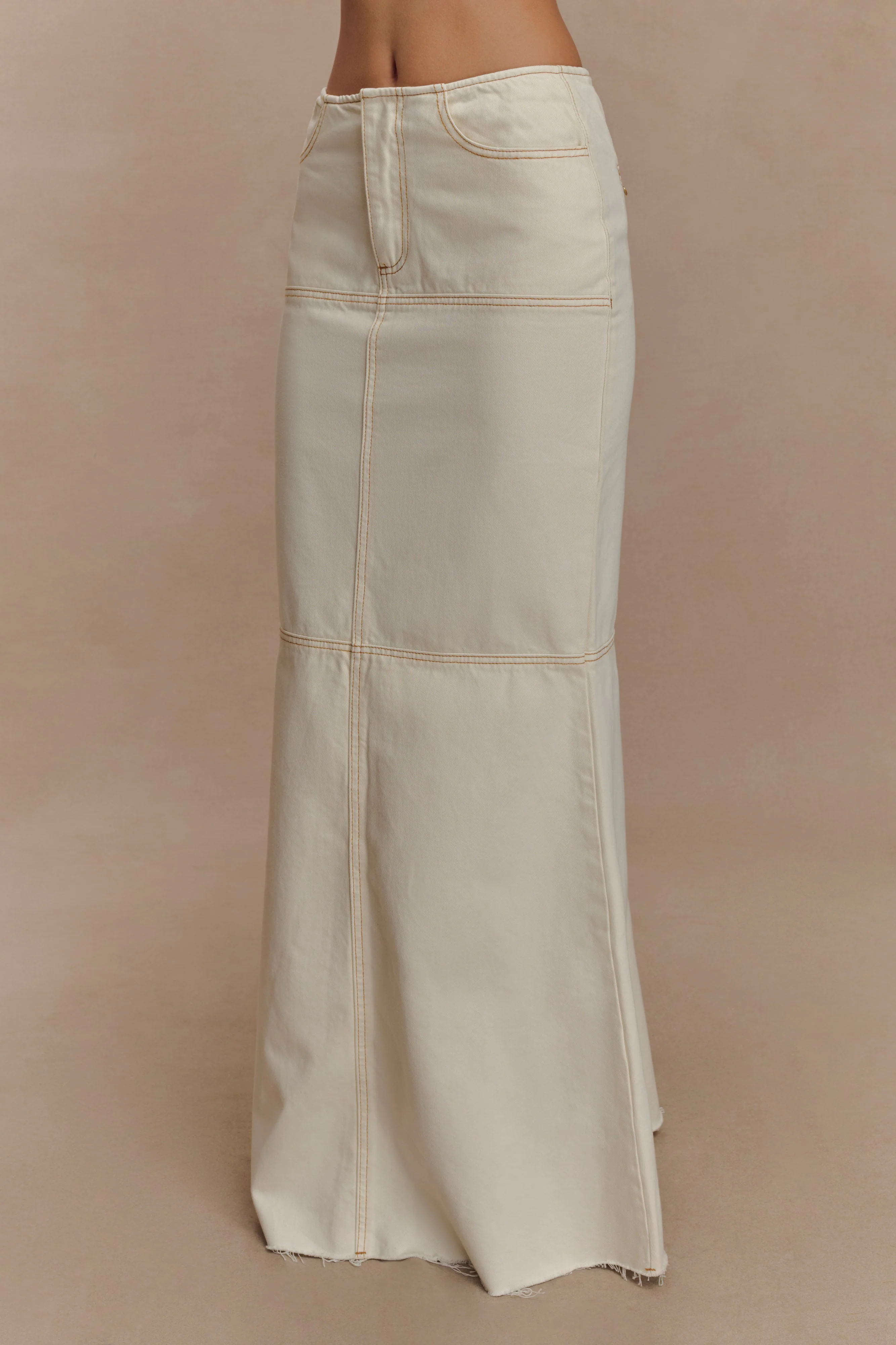 Loretta Denim Maxi Skirt - Ecru - Image 7