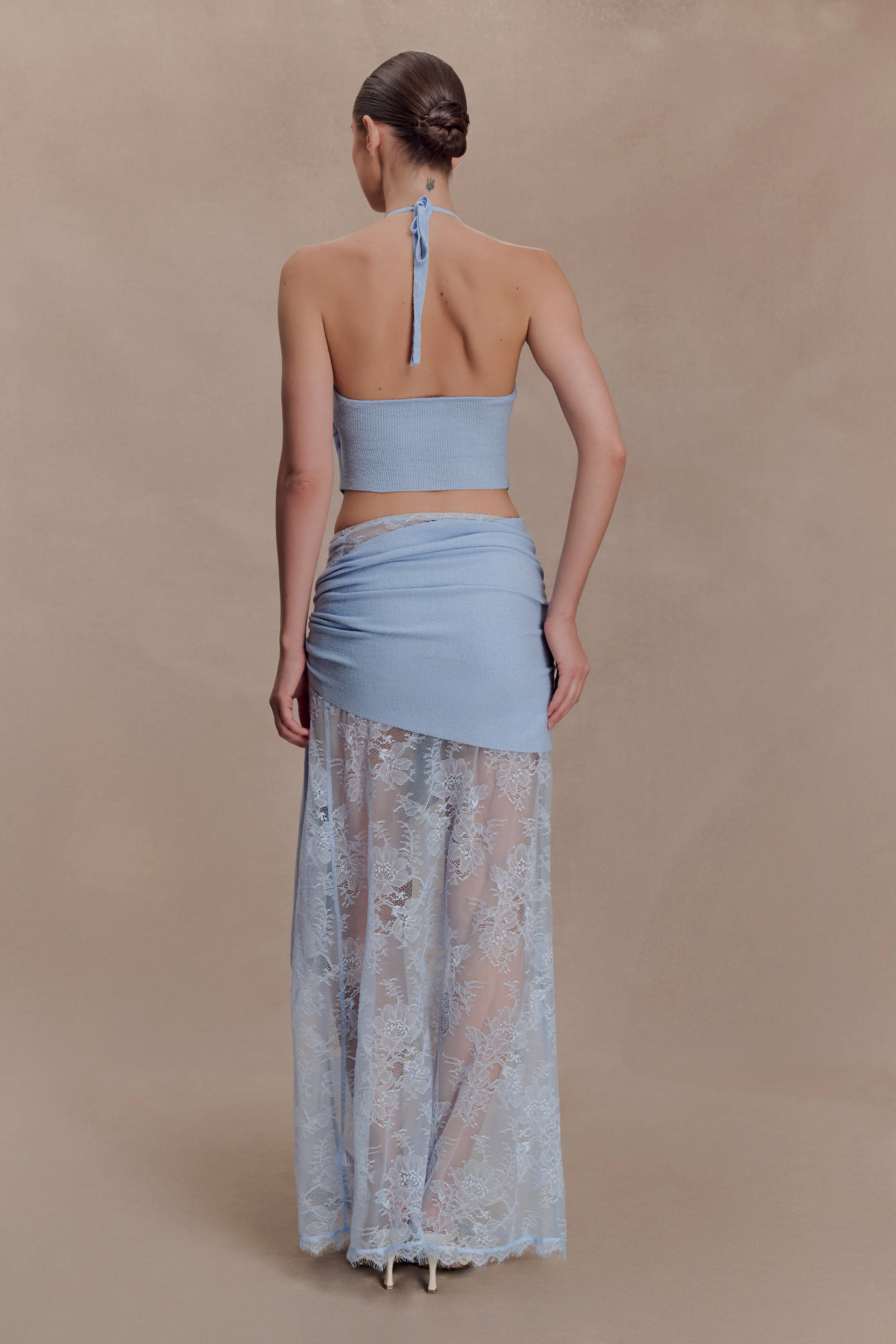 Lucy Lace And Knit Skirt - Cornflower Blue - Image 2