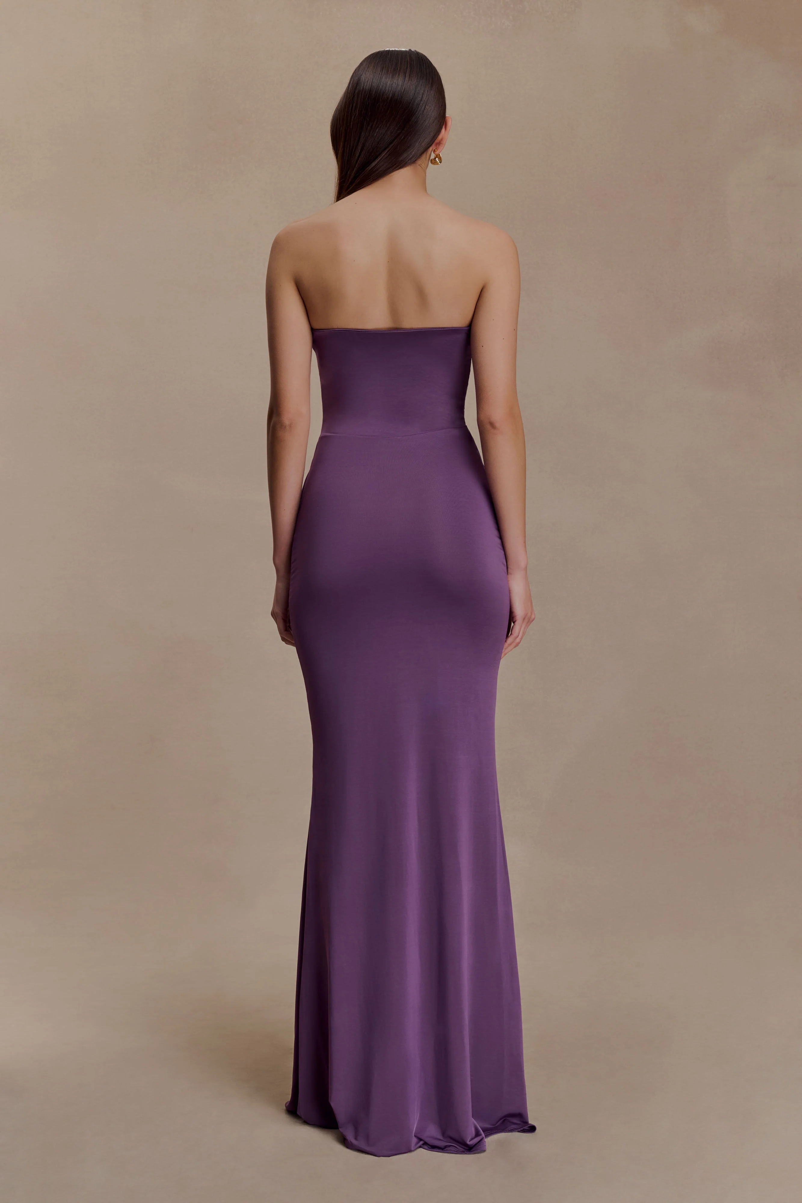 Madison Strapless Slinky Maxi Dress - Purple - Image 2